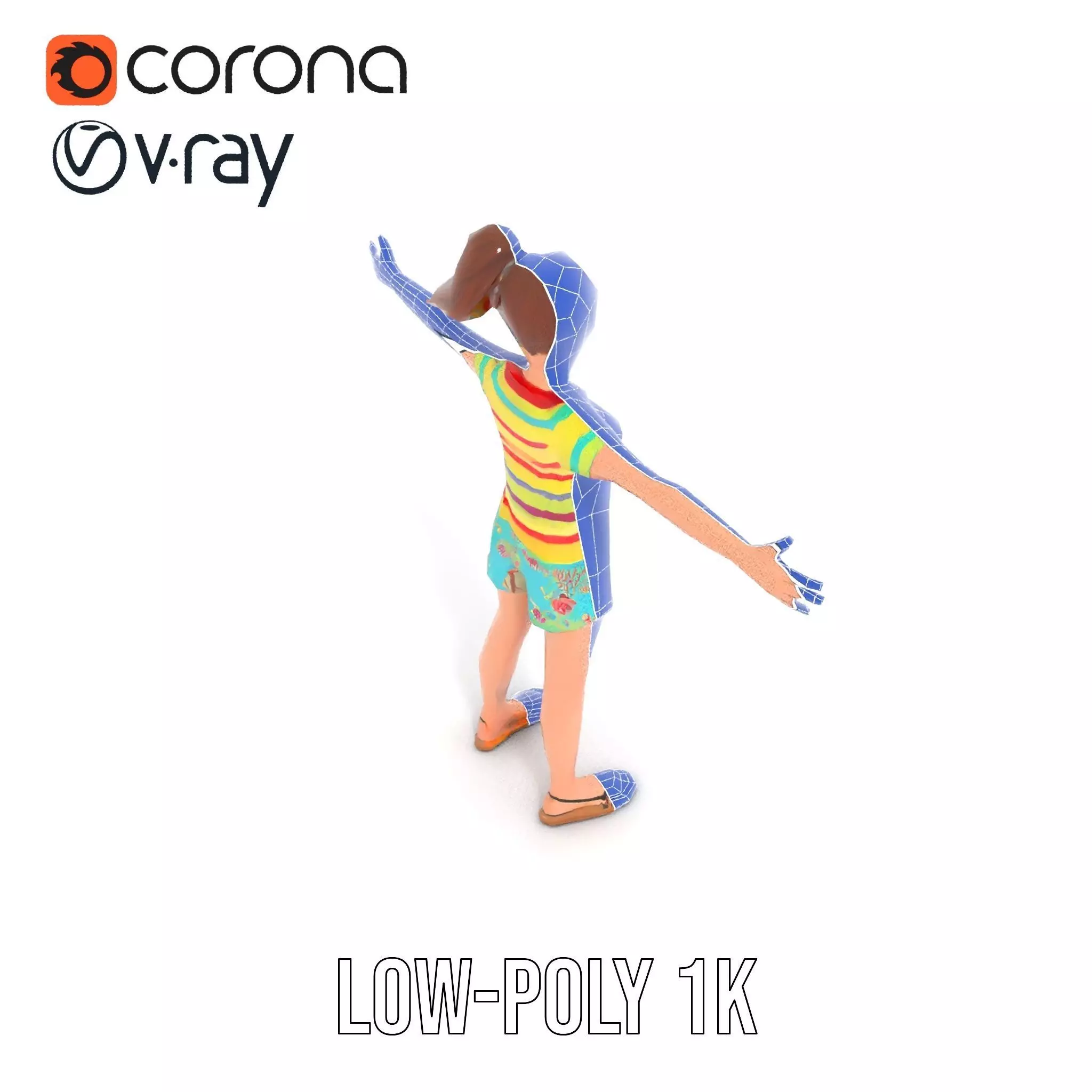 Animated Female Character Casual Outfit Model Pack Low-poly 3D model_24