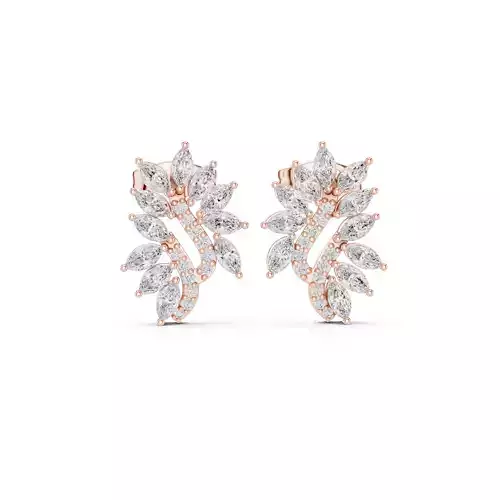 Marquise Cut Cluster Diamond Flower Earring 3DM STL Video