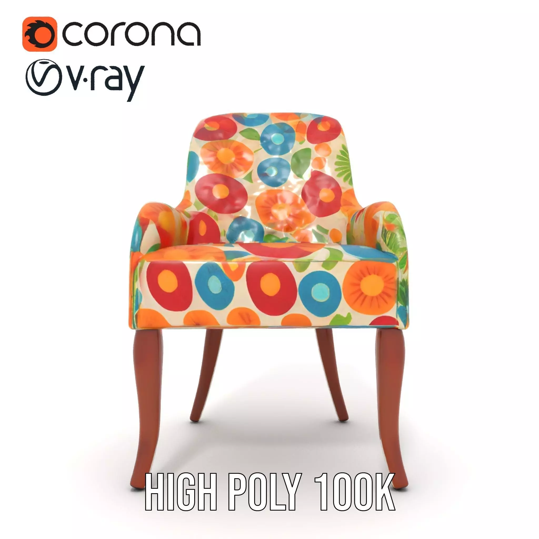 Colorful Floral Patterned Chair Model Pack Low-poly 3D model_23