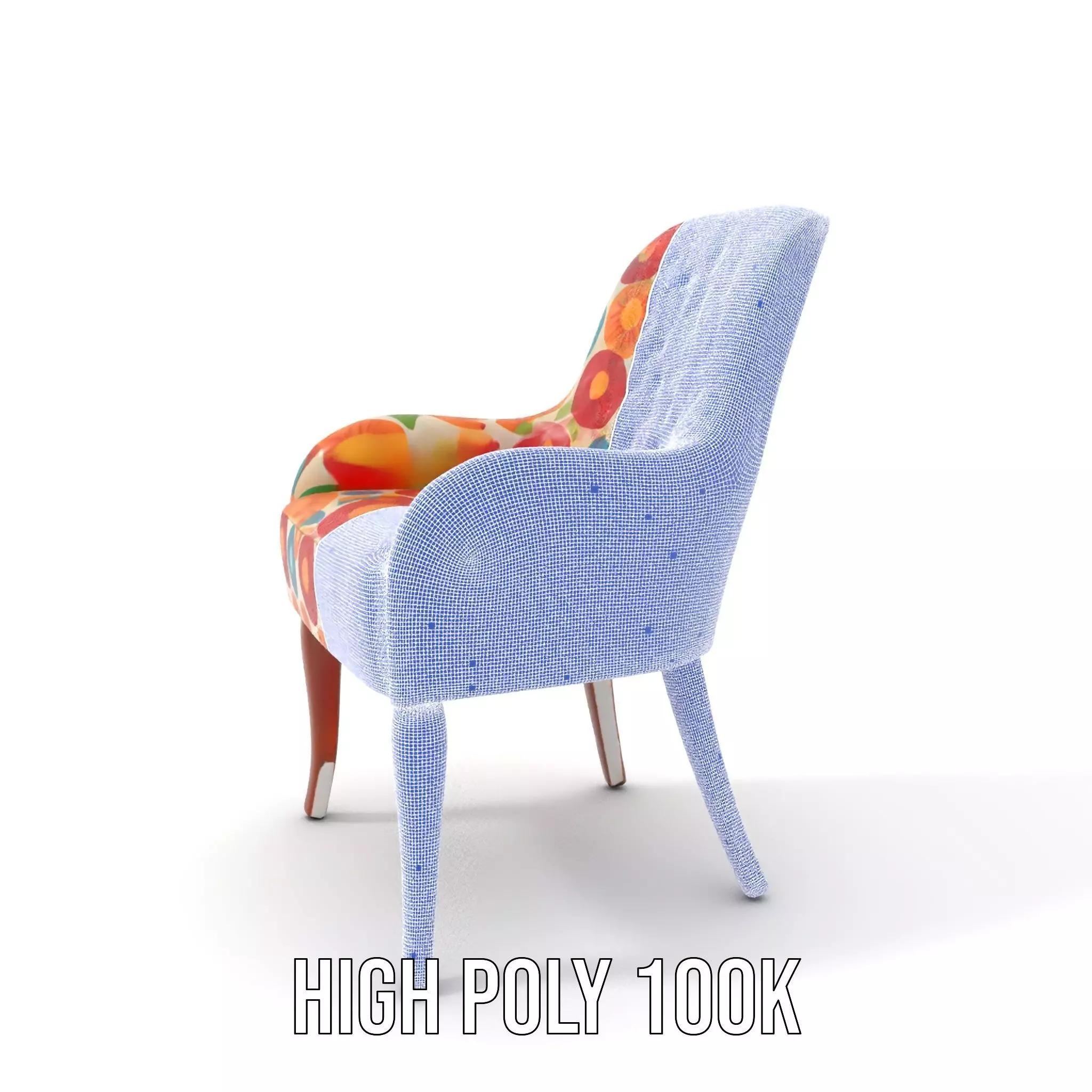 Colorful Floral Patterned Chair Model Pack Low-poly 3D model_4