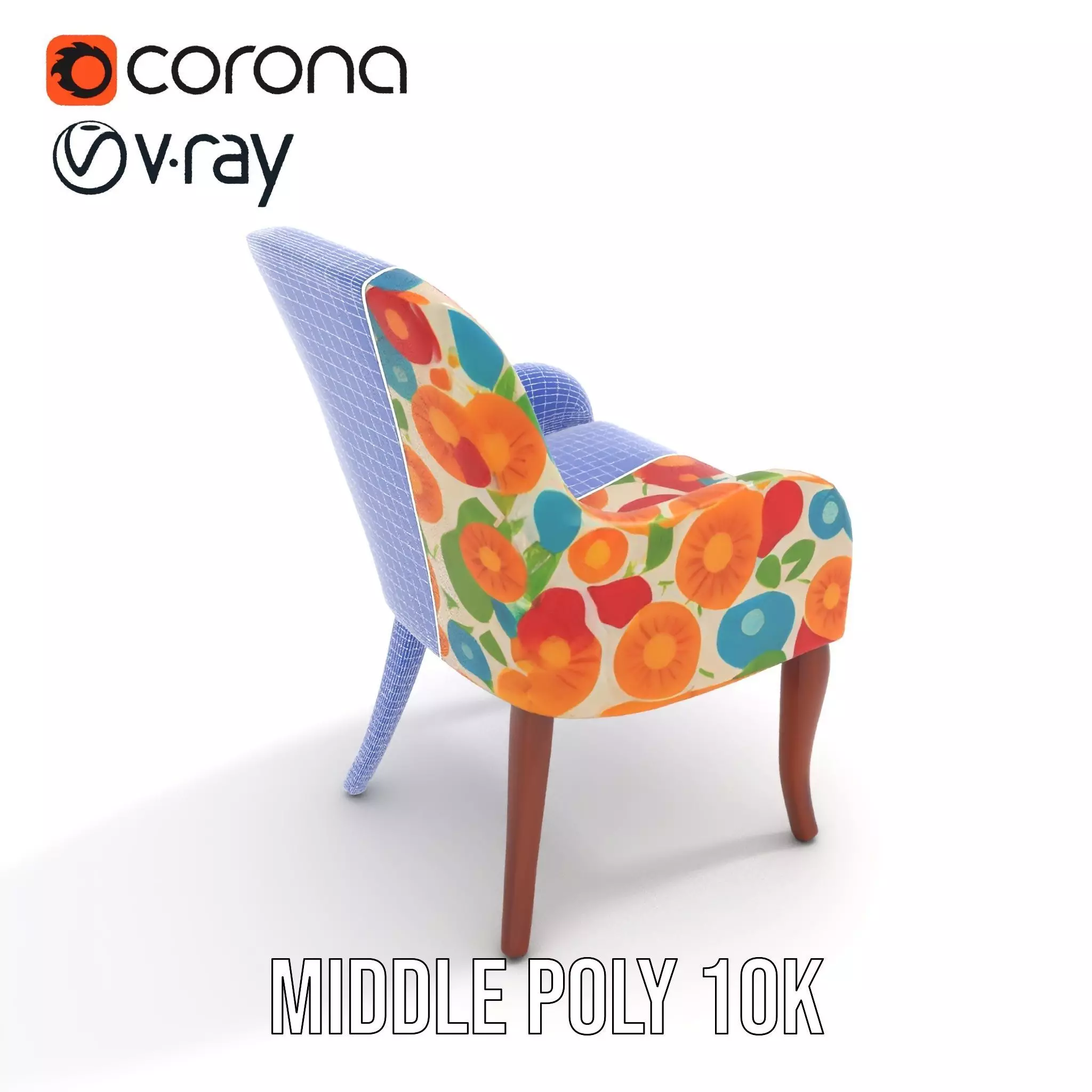 Colorful Floral Patterned Chair Model Pack Low-poly 3D model_24