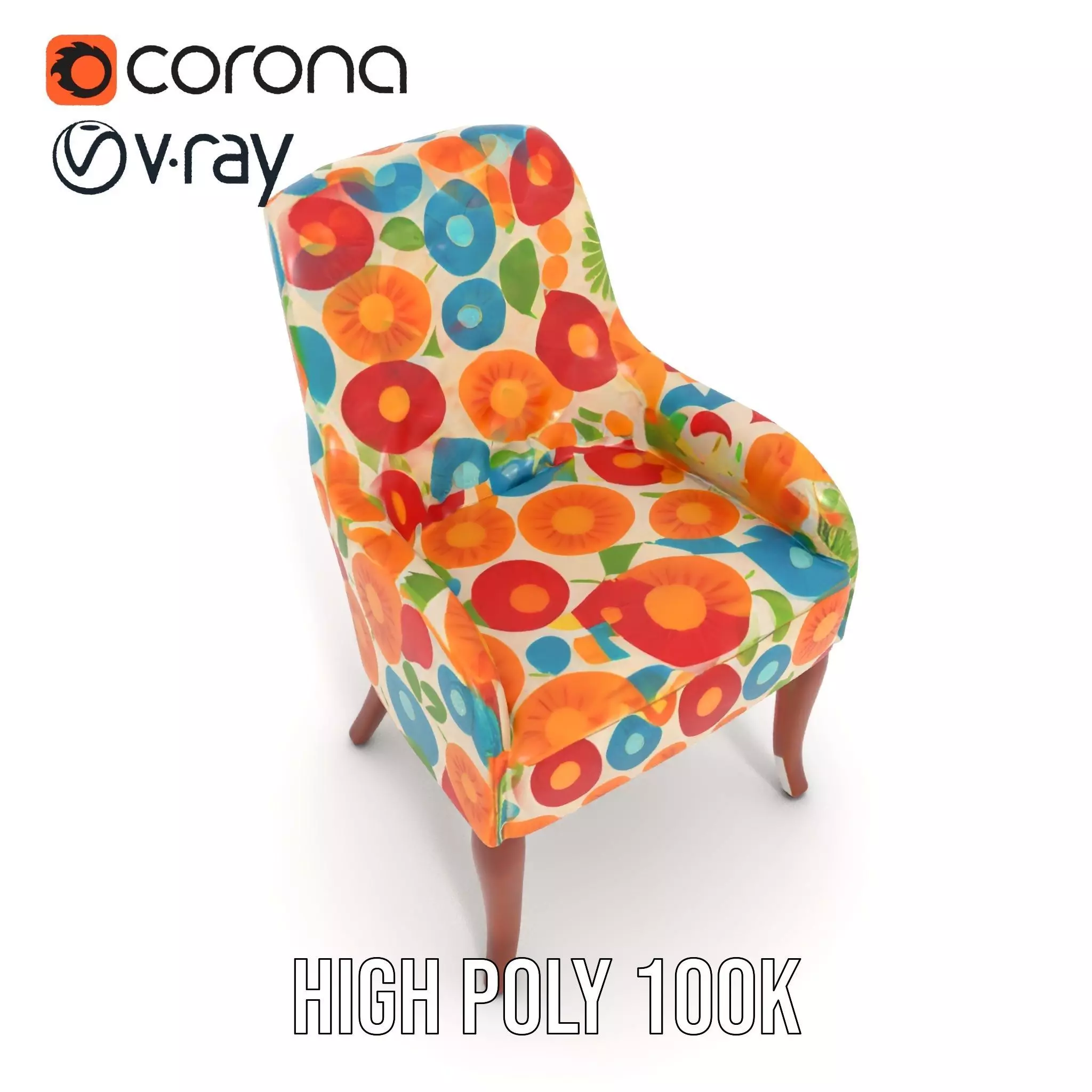 Colorful Floral Patterned Chair Model Pack Low-poly 3D model_28