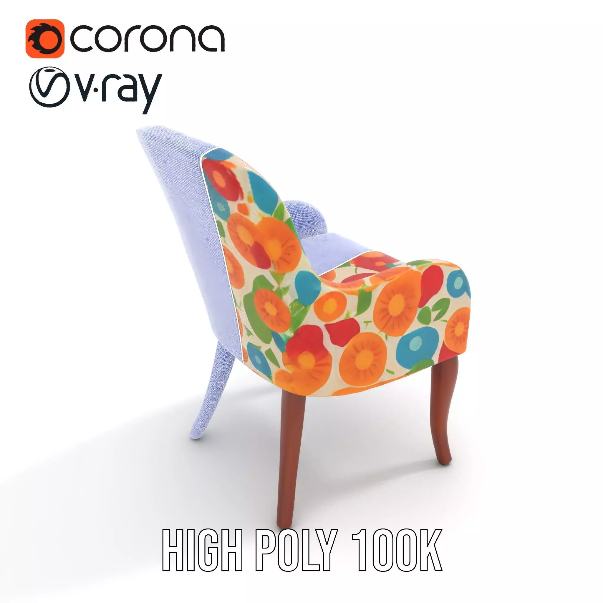 Colorful Floral Patterned Chair Model Pack Low-poly 3D model_33