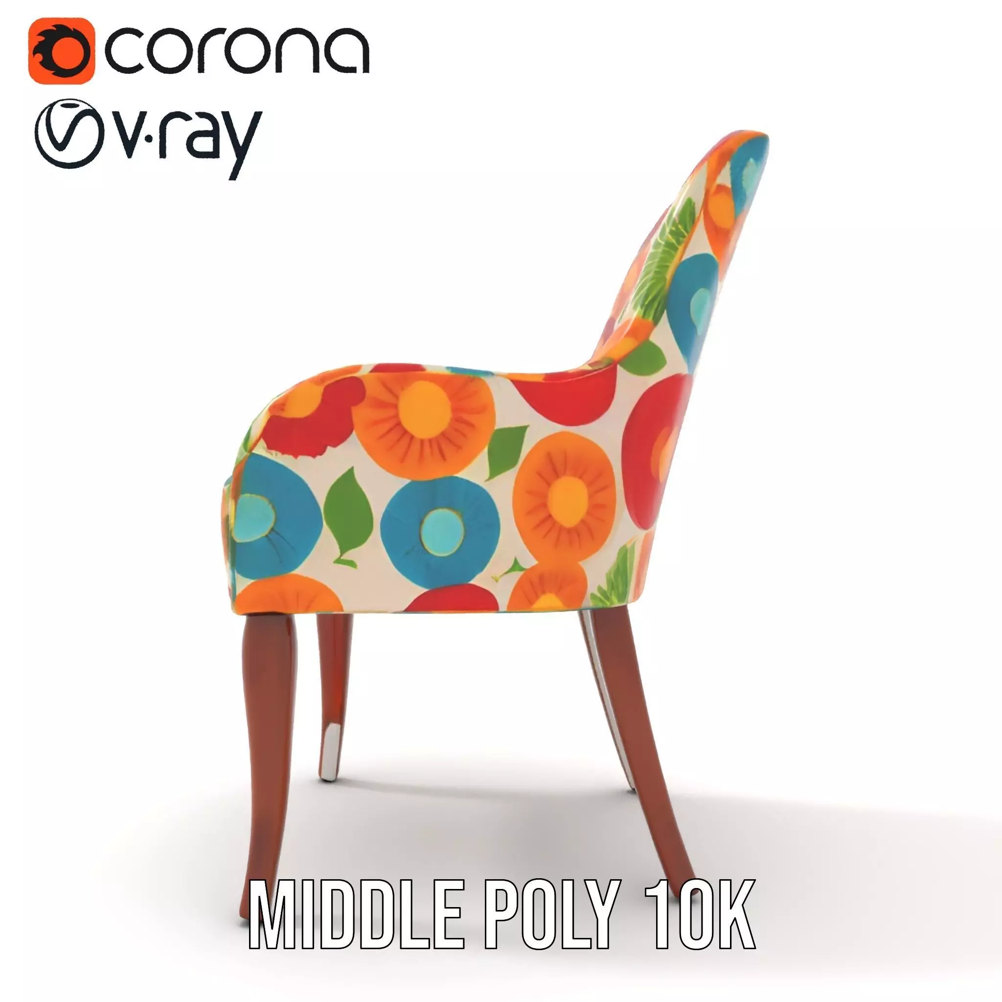 Colorful Floral Patterned Chair Model Pack Low-poly 3D model_13