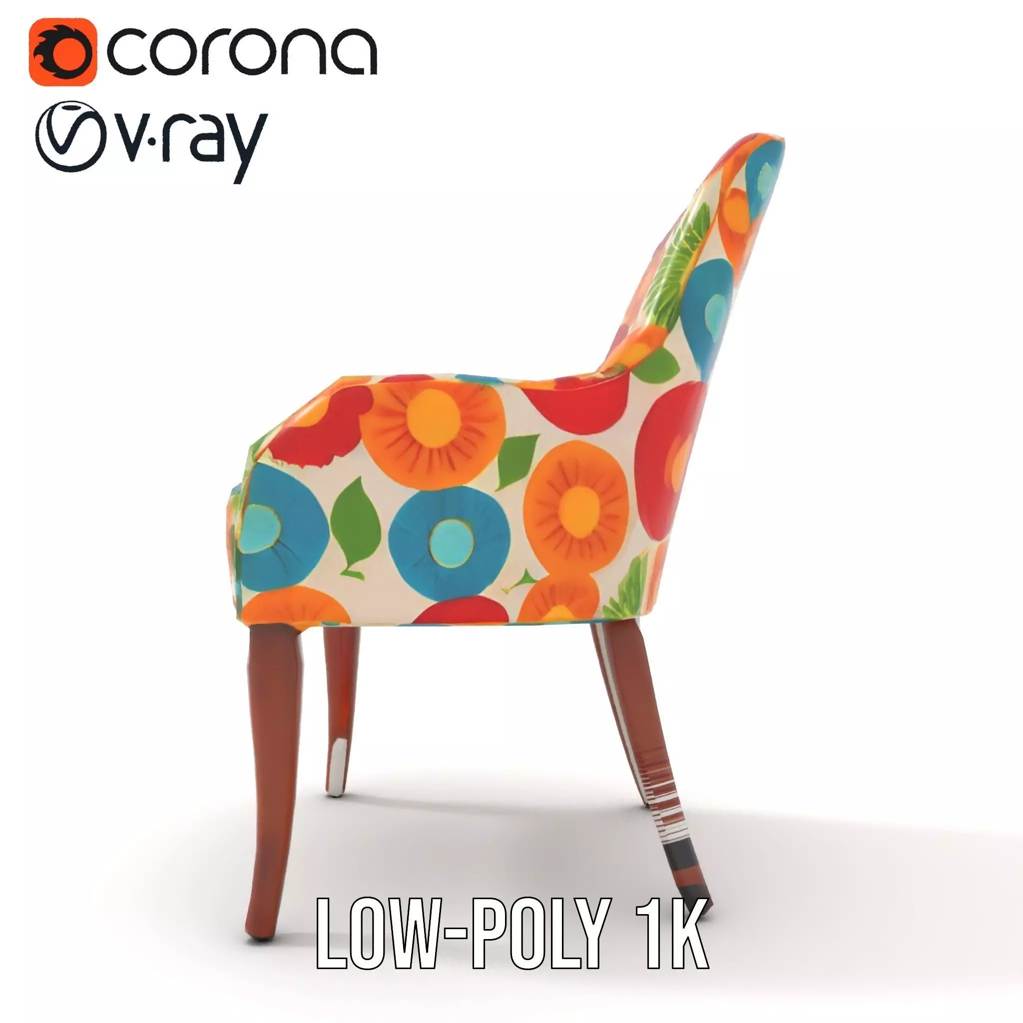 Colorful Floral Patterned Chair Model Pack Low-poly 3D model_12