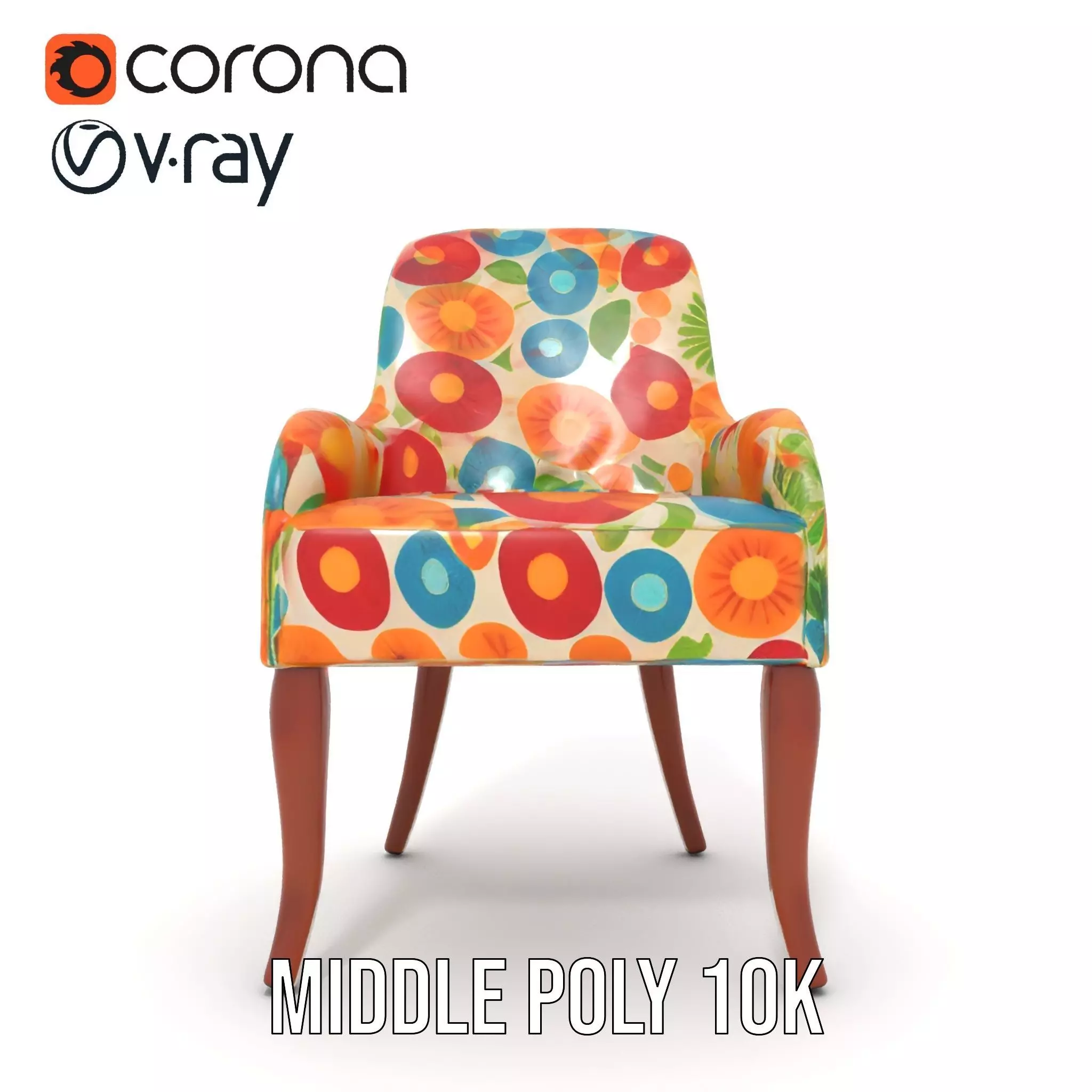 Colorful Floral Patterned Chair Model Pack Low-poly 3D model_16