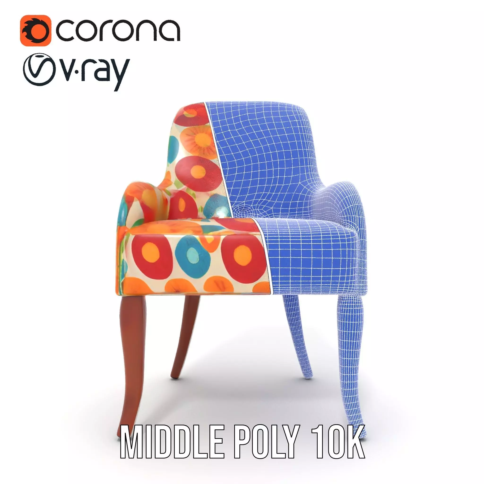Colorful Floral Patterned Chair Model Pack Low-poly 3D model_29