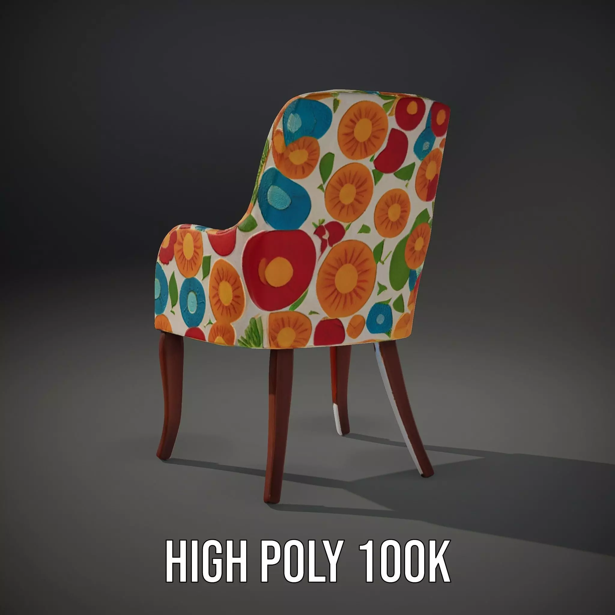 Colorful Floral Patterned Chair Model Pack Low-poly 3D model_10