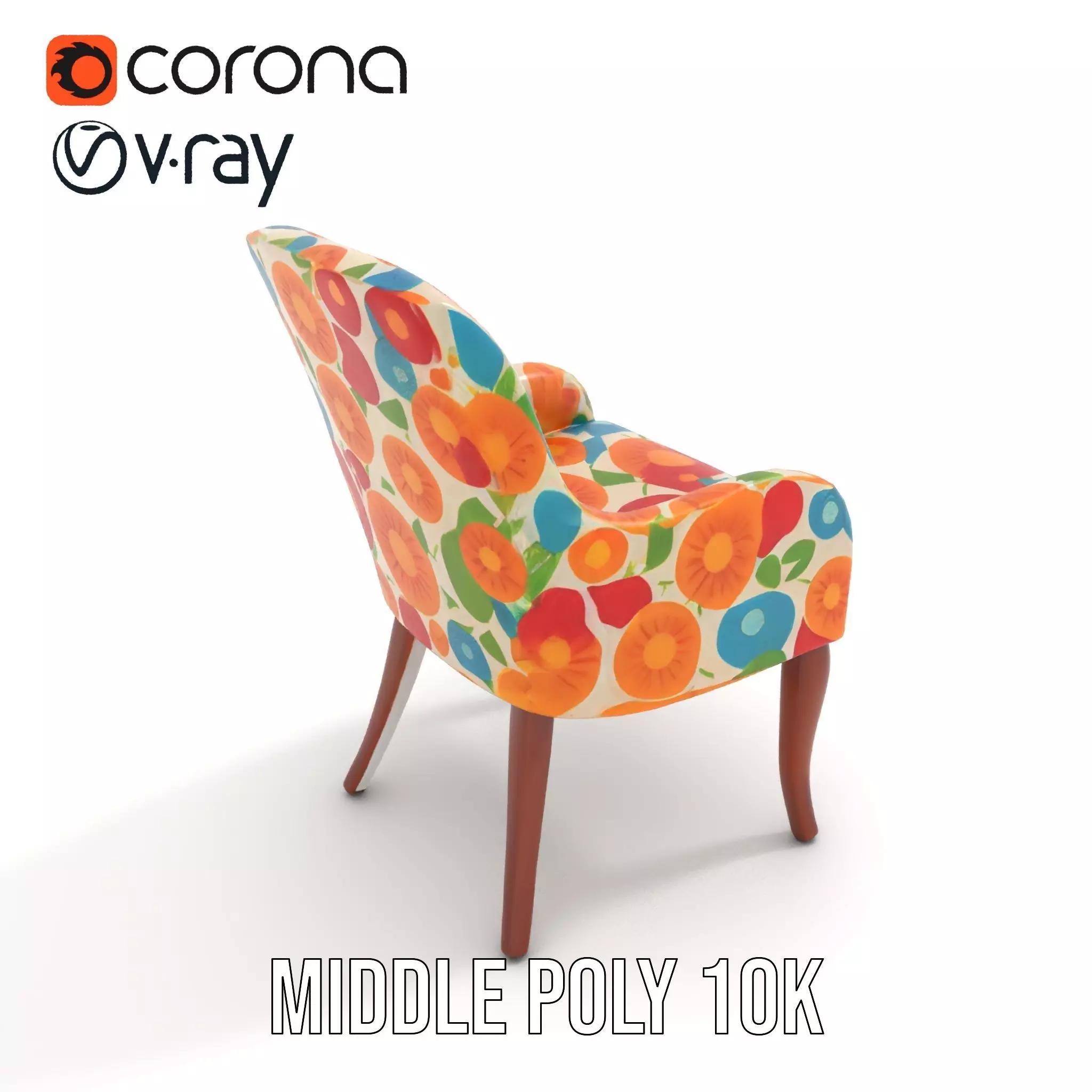 Colorful Floral Patterned Chair Model Pack Low-poly 3D model_11