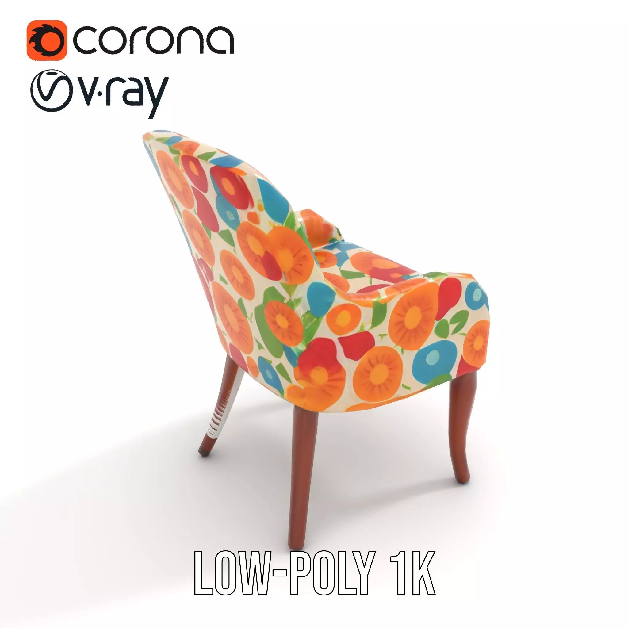 Colorful Floral Patterned Chair Model Pack Low-poly 3D model_7
