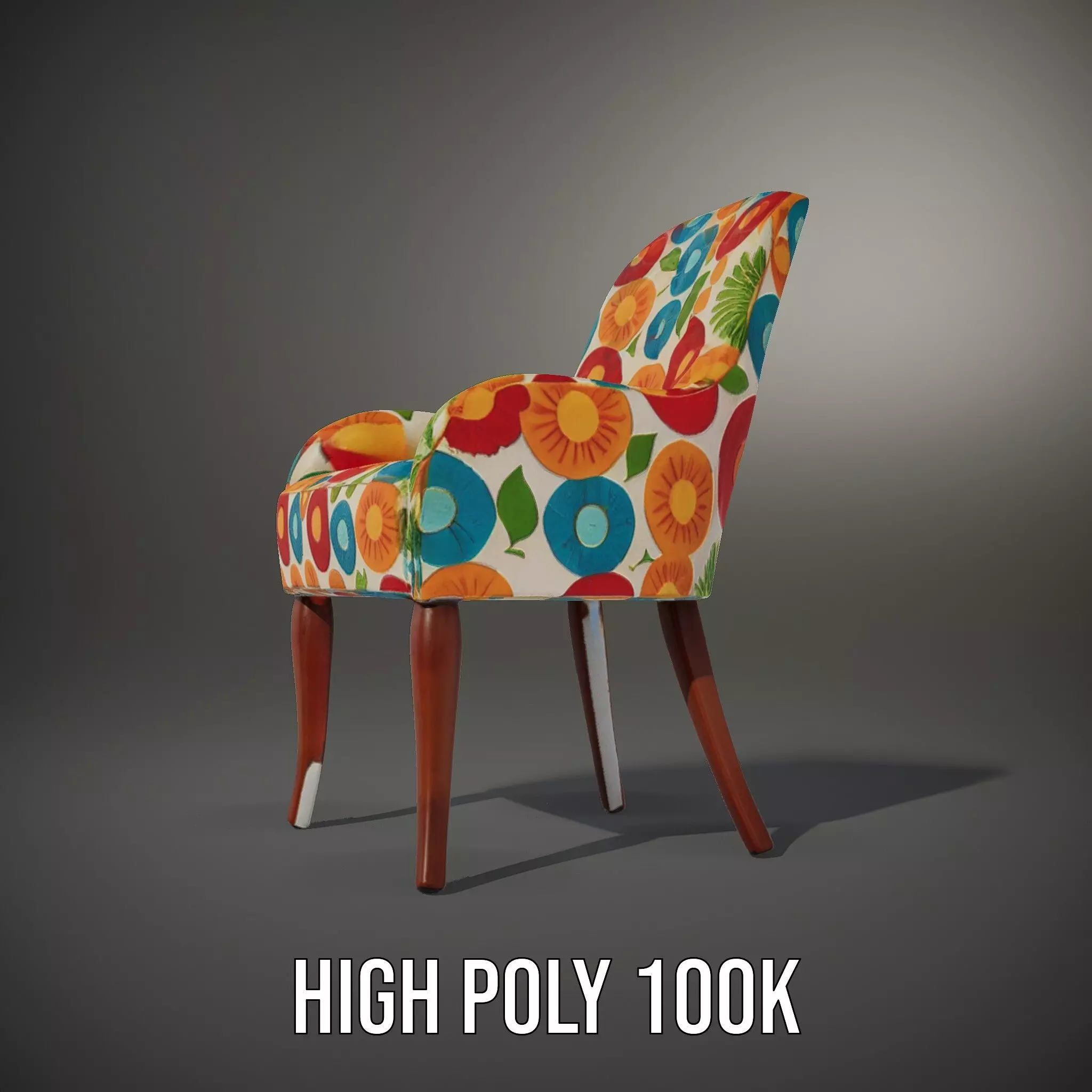 Colorful Floral Patterned Chair Model Pack Low-poly 3D model_8