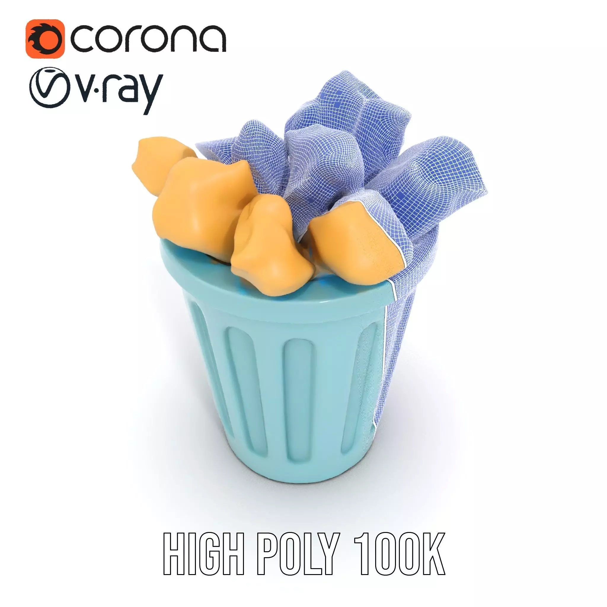 Modern Trash Bin Model Pack with Detailed Geometry Low-poly 3D model_34