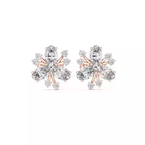 Oval And Round Cut Diamond Stud Earring 3DM STL Video 3D print model