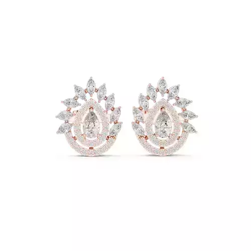Pear and Round Cut Diamond Stud Earring 3DM STL Video