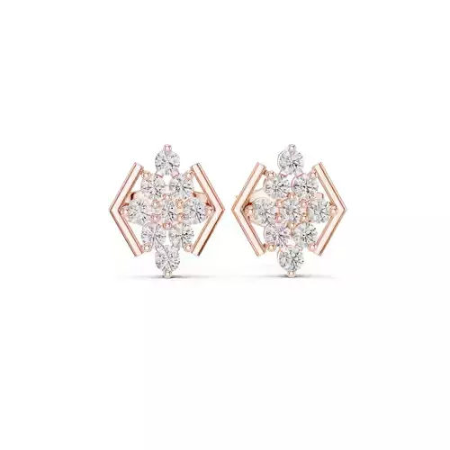 Round Cut Cluster Diamond Stud Earring 3DM STL Video