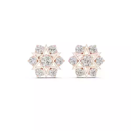 Round Cut Diamond Star Shape Earring 3DM STL Video