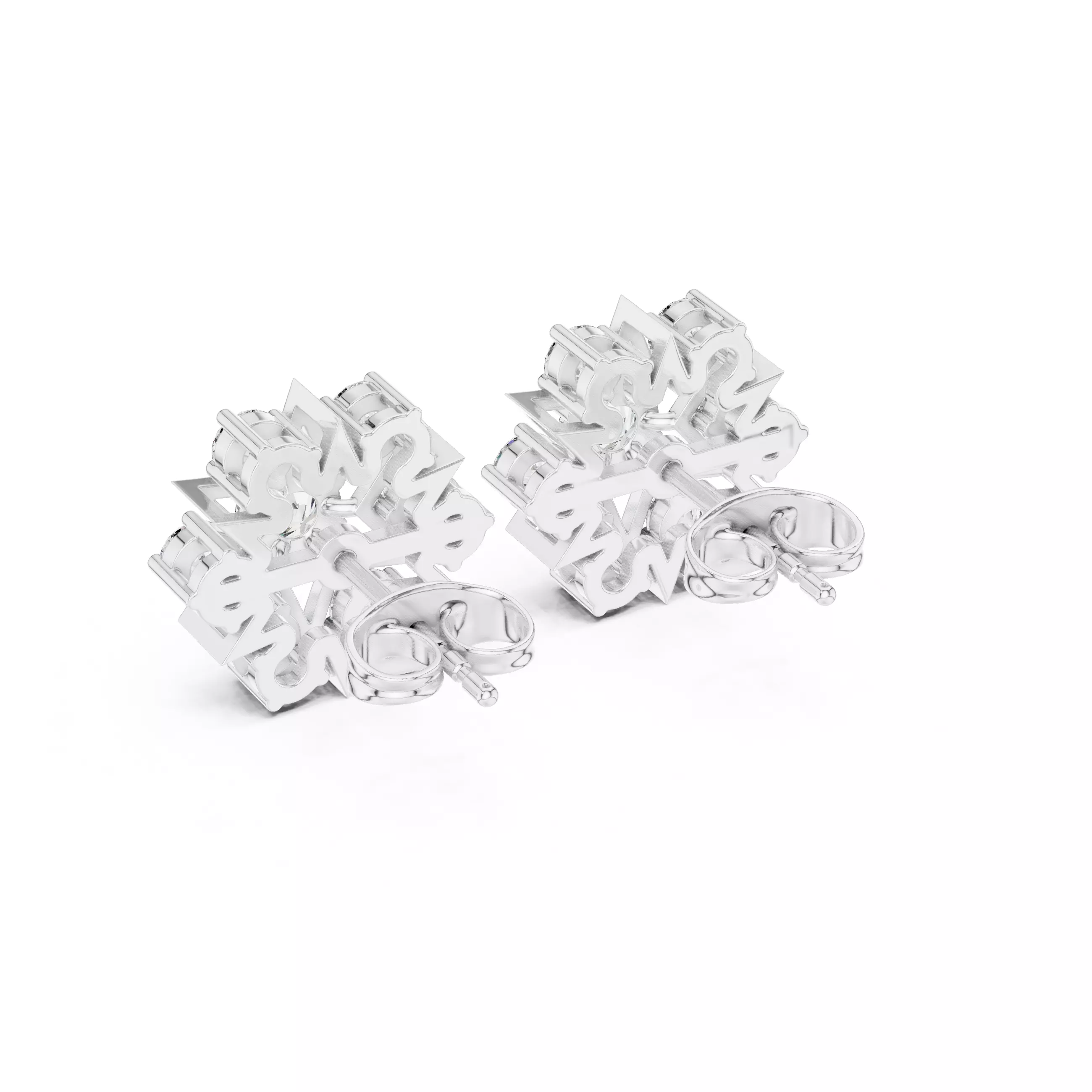 Round Cut Diamond Star Shape Earring 3DM STL Video 3D print model_11