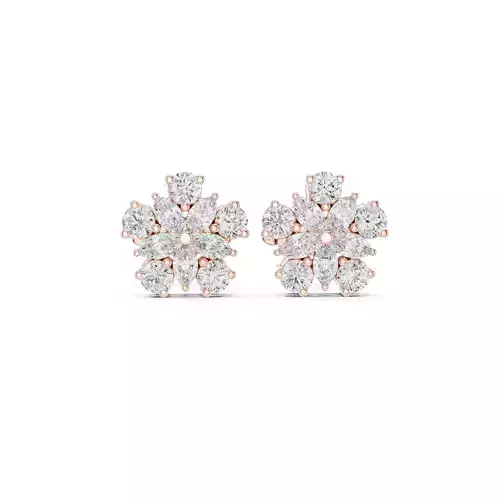 Marquise and Round Diamond Star Shape Earring 3DM STL Video