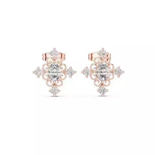 Oval and Round Cut Diamond Stud Earring 3DM STL Video 3D print model