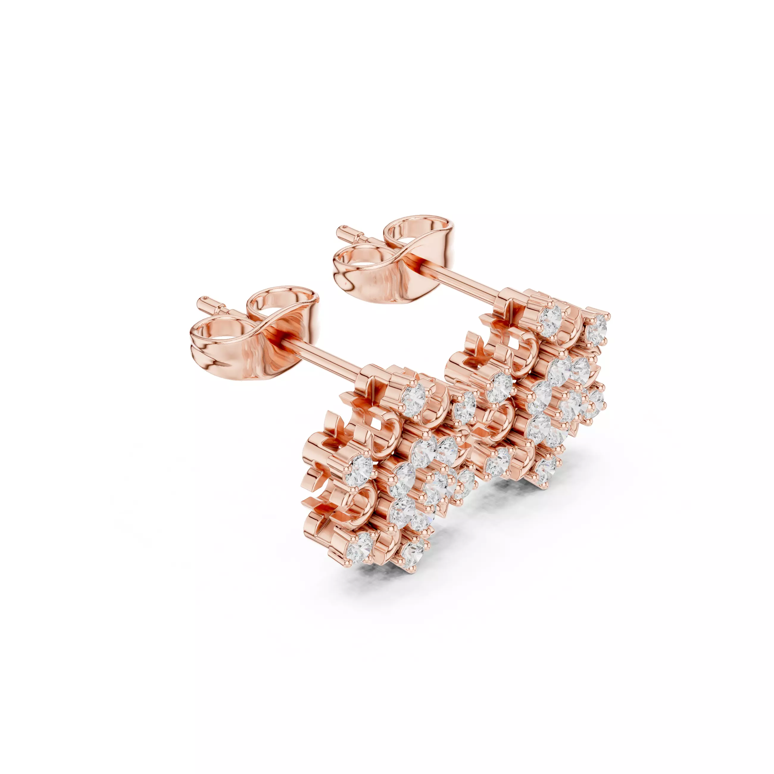 Round Cut Diamond Small Stud Push Back Earring 3DM STL Video 3D print model_3