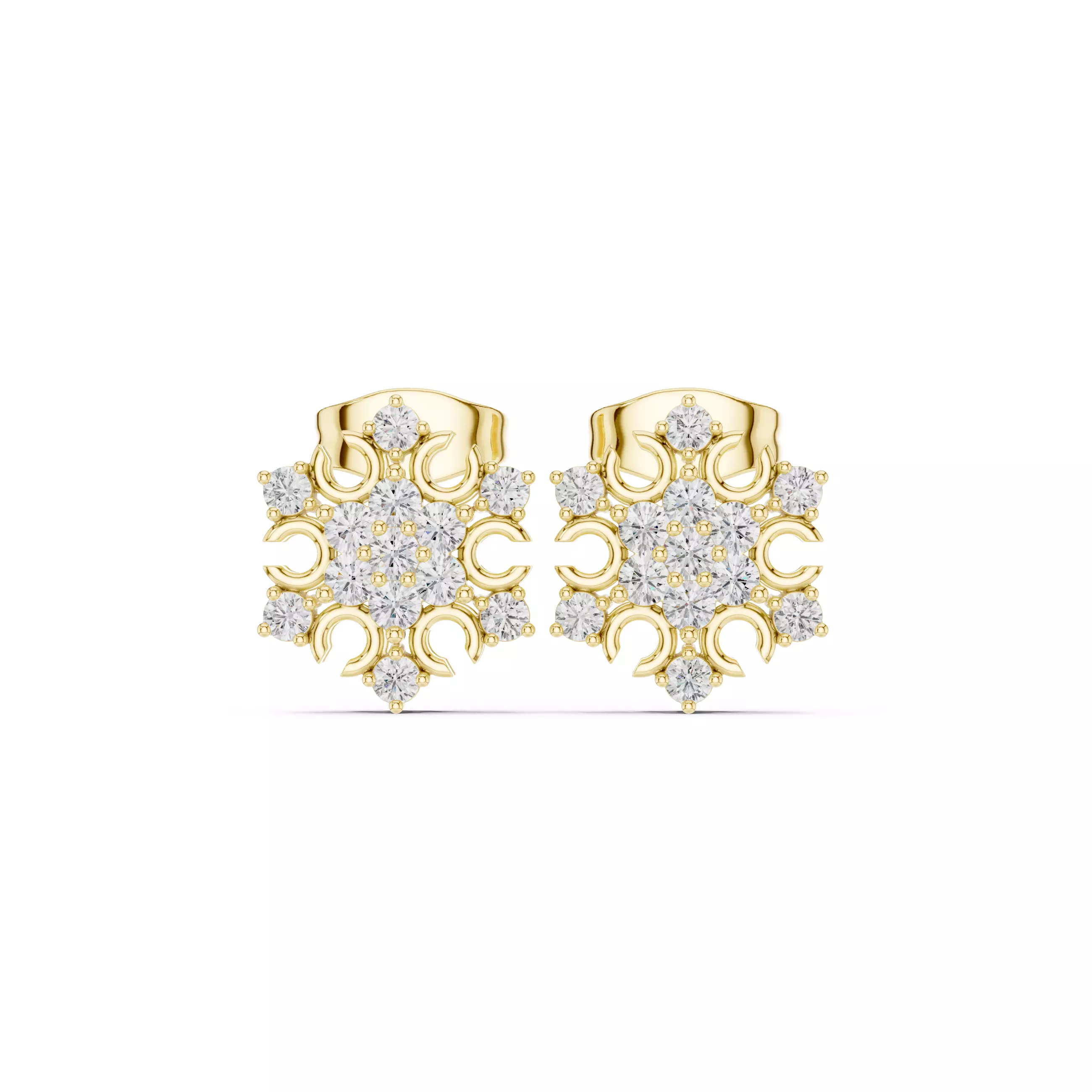 Round Cut Diamond Small Stud Push Back Earring 3DM STL Video 3D print model_1