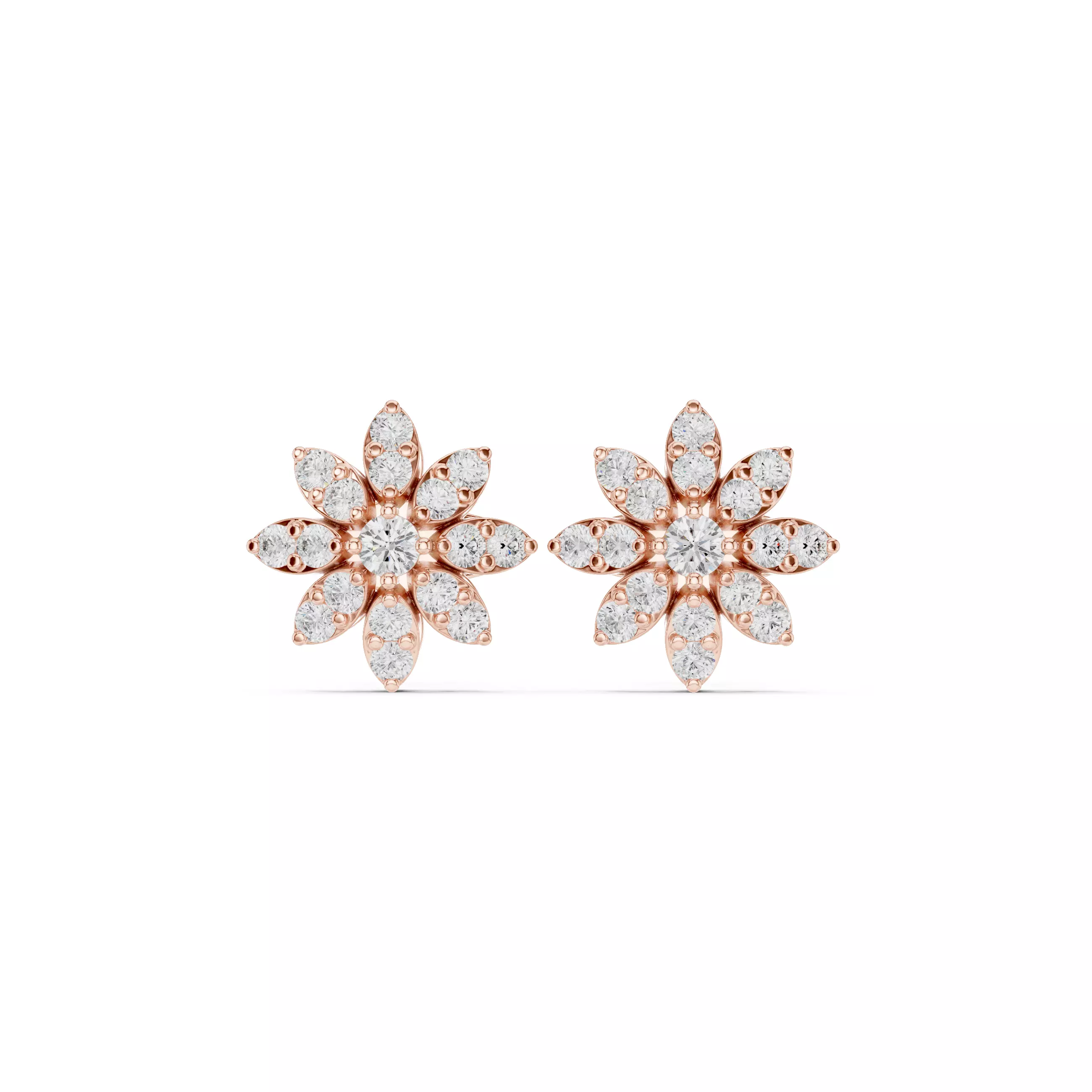 Round Cut Diamond Floral Theme Earring 3DM STL Video 3D print model