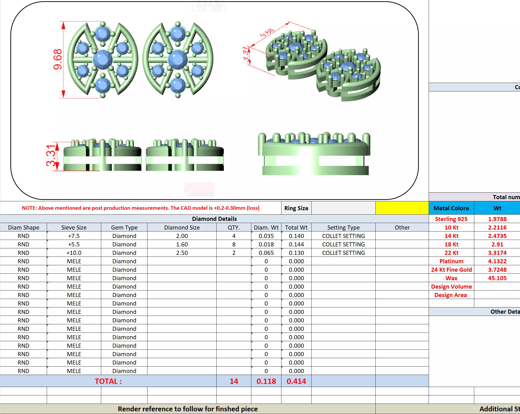 Round Cut Diamond Stud Earring 3DM STL Video 3D print model_13