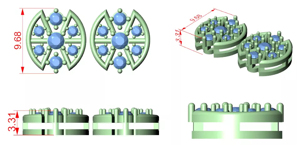 Round Cut Diamond Stud Earring 3DM STL Video 3D print model_12