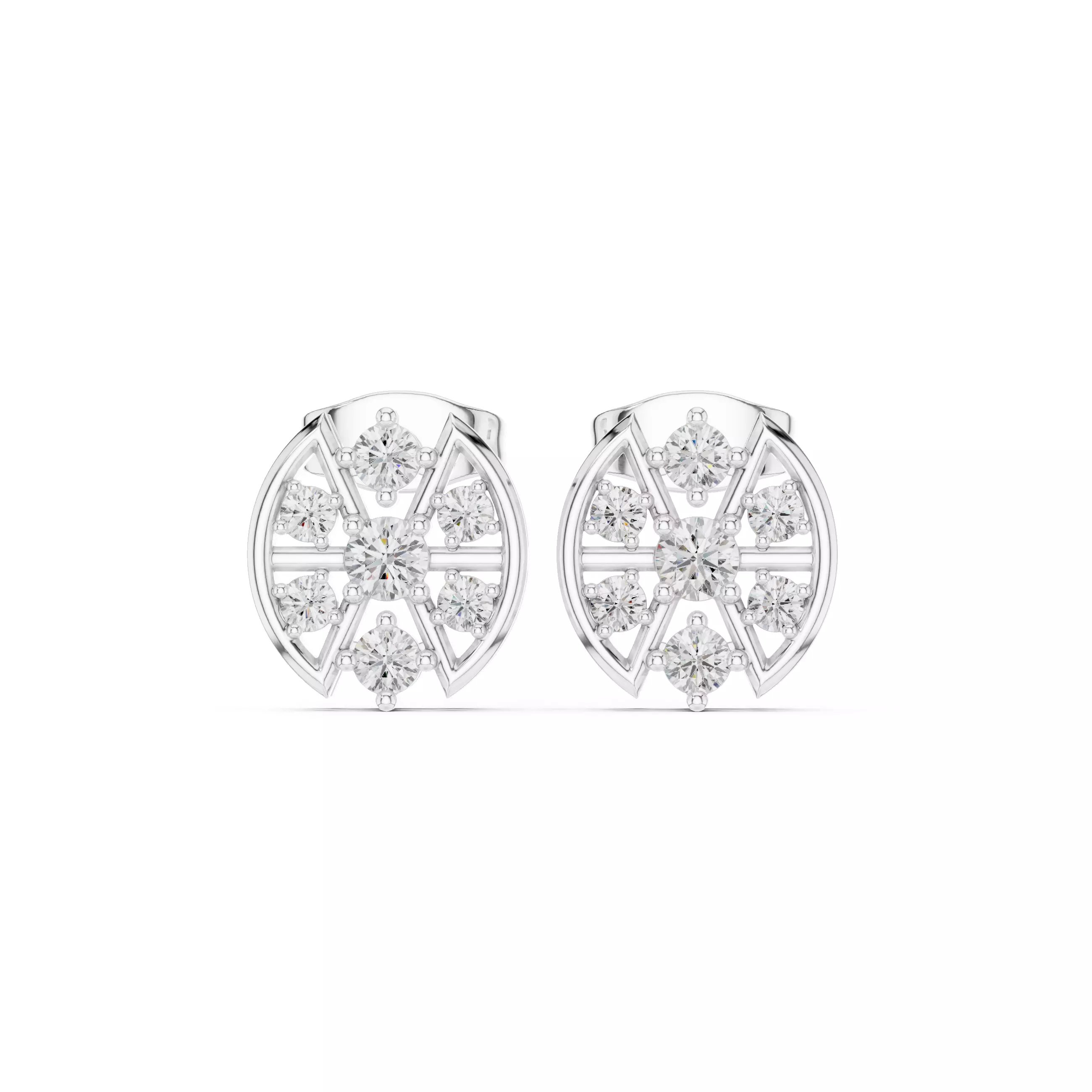 Round Cut Diamond Stud Earring 3DM STL Video 3D print model_2