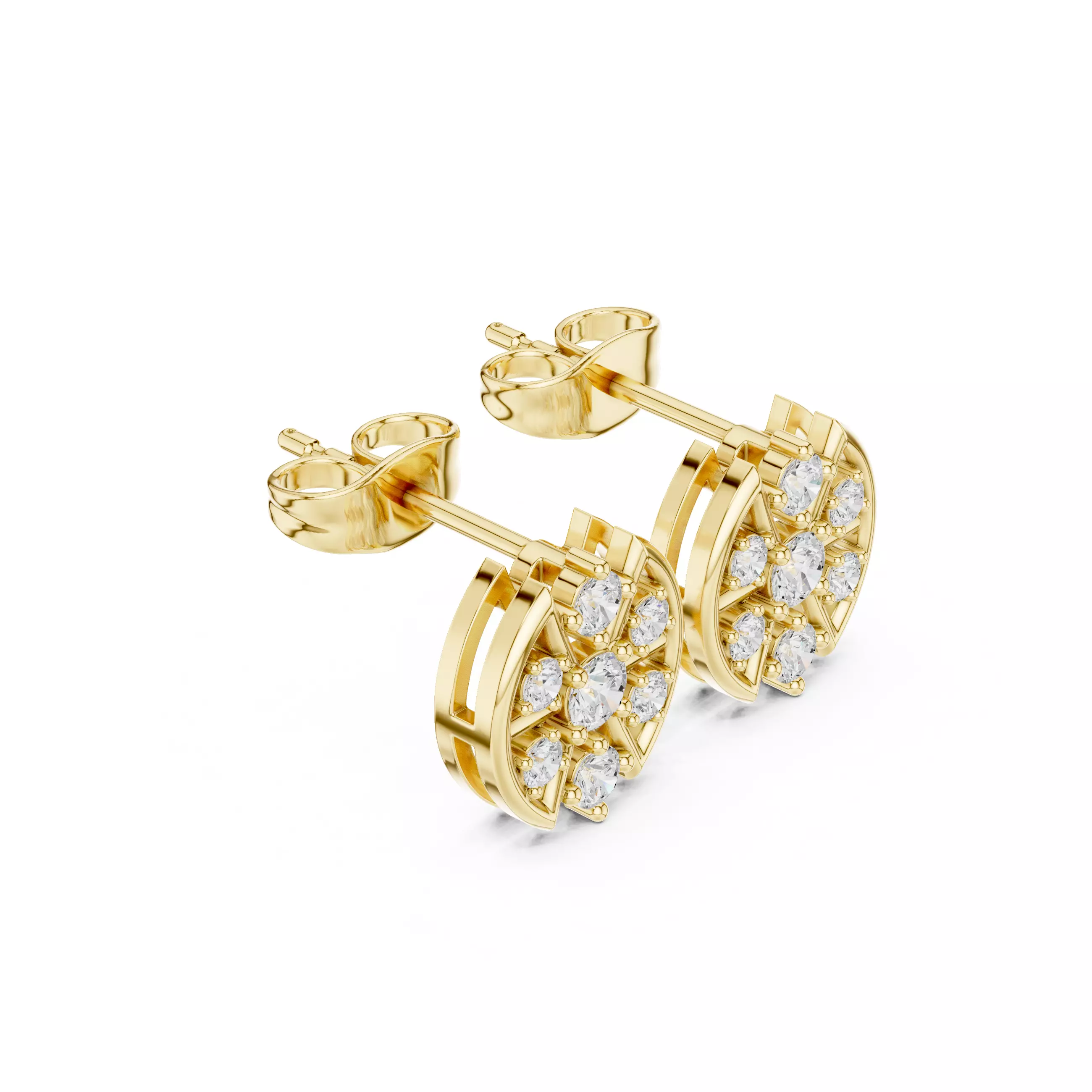 Round Cut Diamond Stud Earring 3DM STL Video 3D print model_6