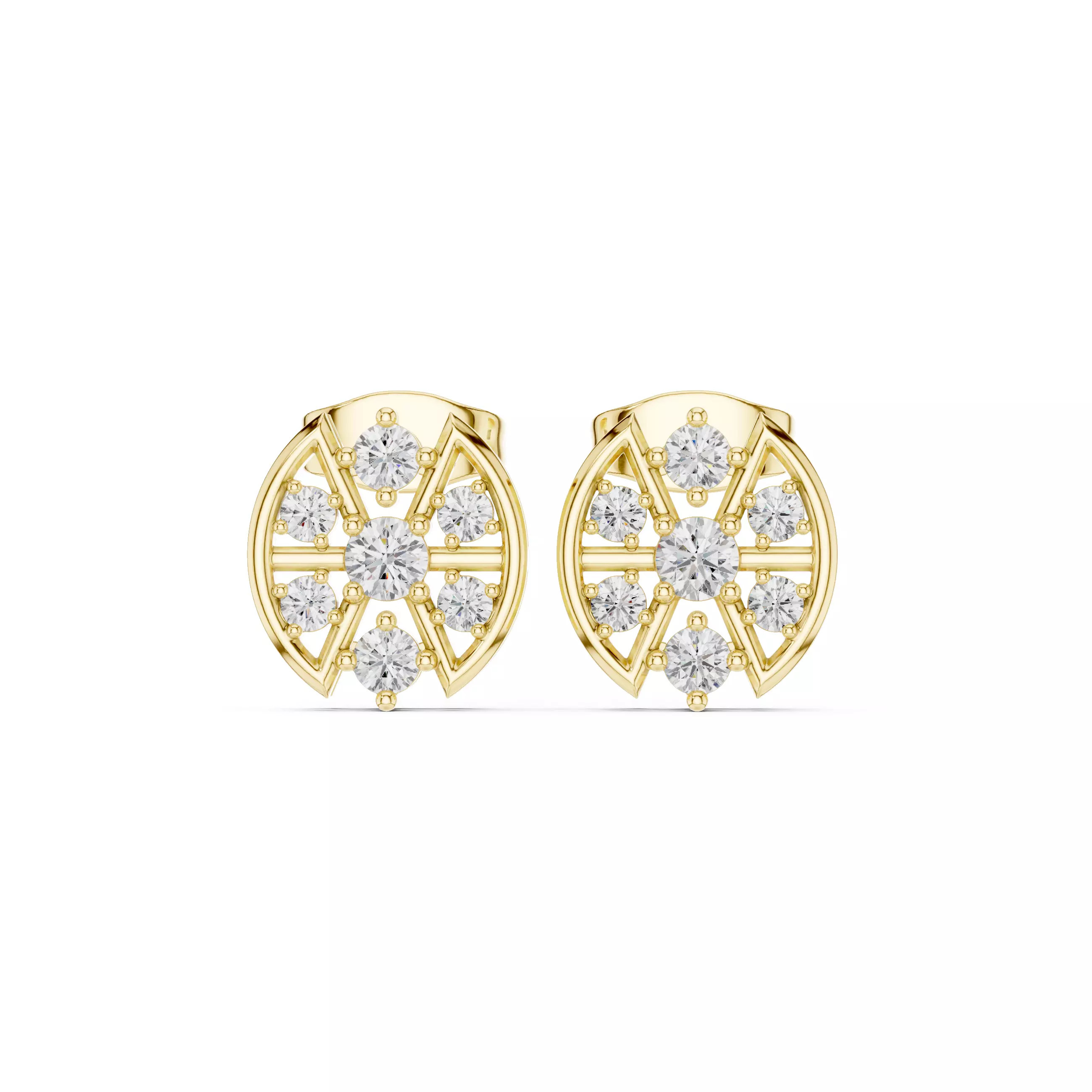Round Cut Diamond Stud Earring 3DM STL Video 3D print model_1