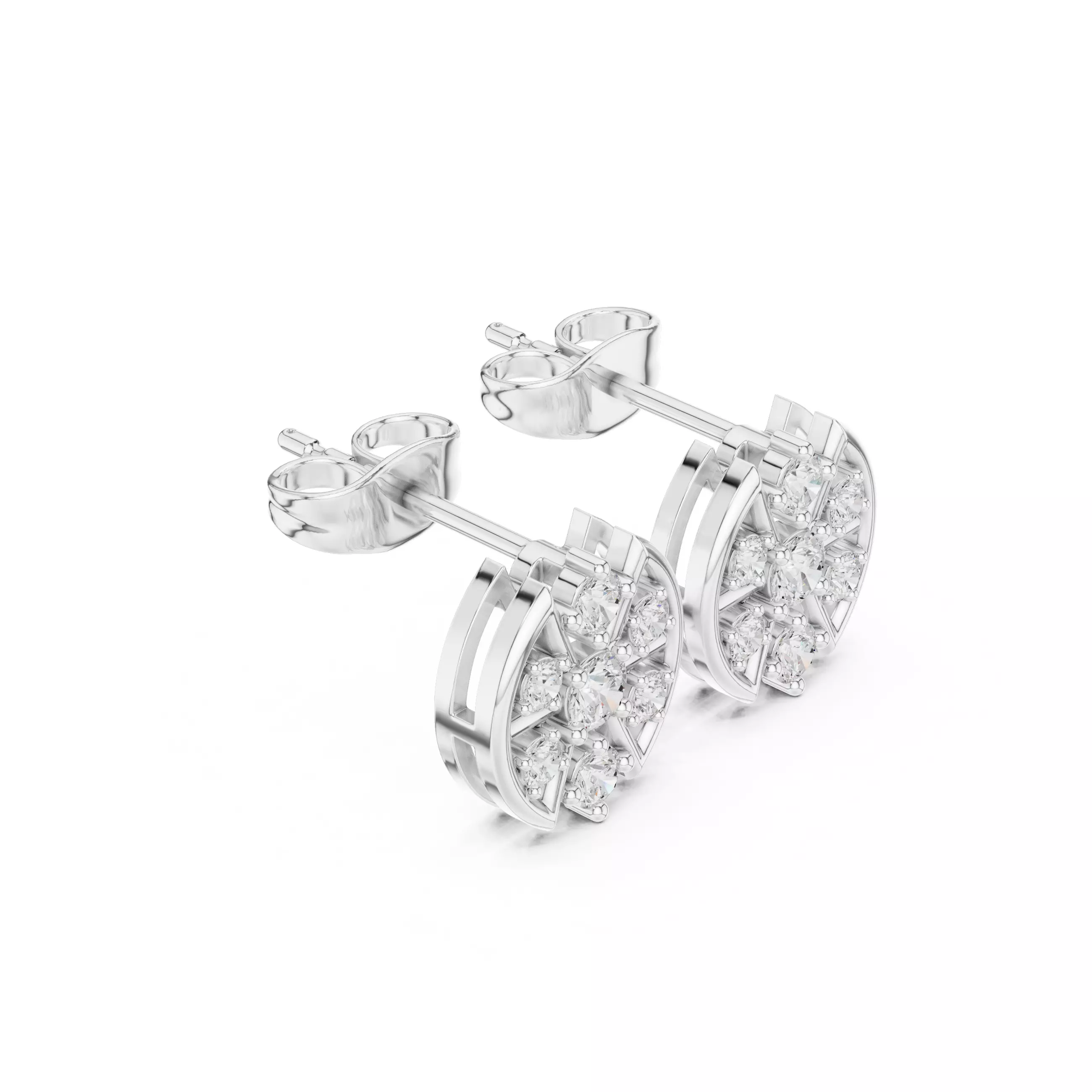 Round Cut Diamond Stud Earring 3DM STL Video 3D print model_9