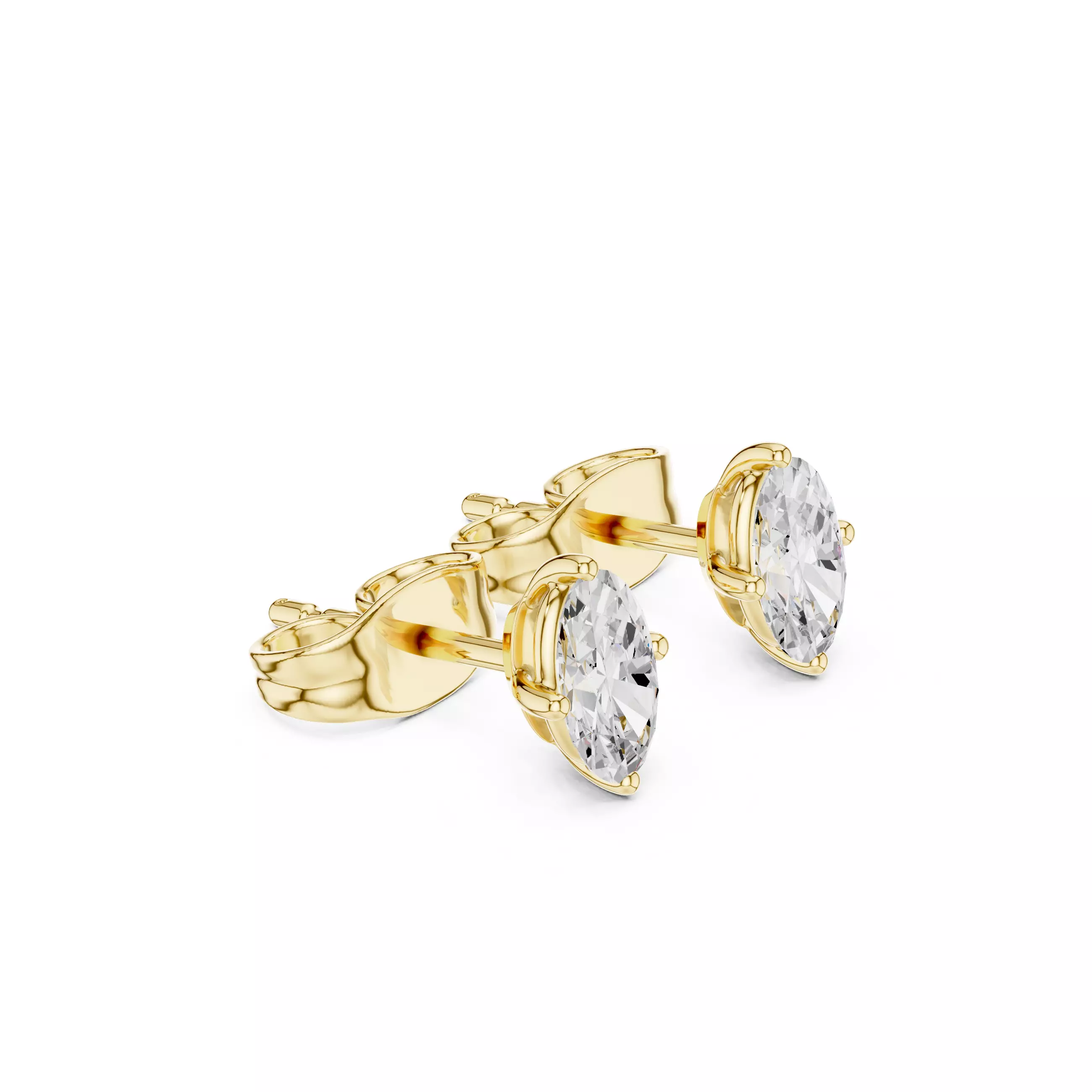 Solitaire Oval Cut Diamond Stud Earring 3DM STL Video 3D print model_7