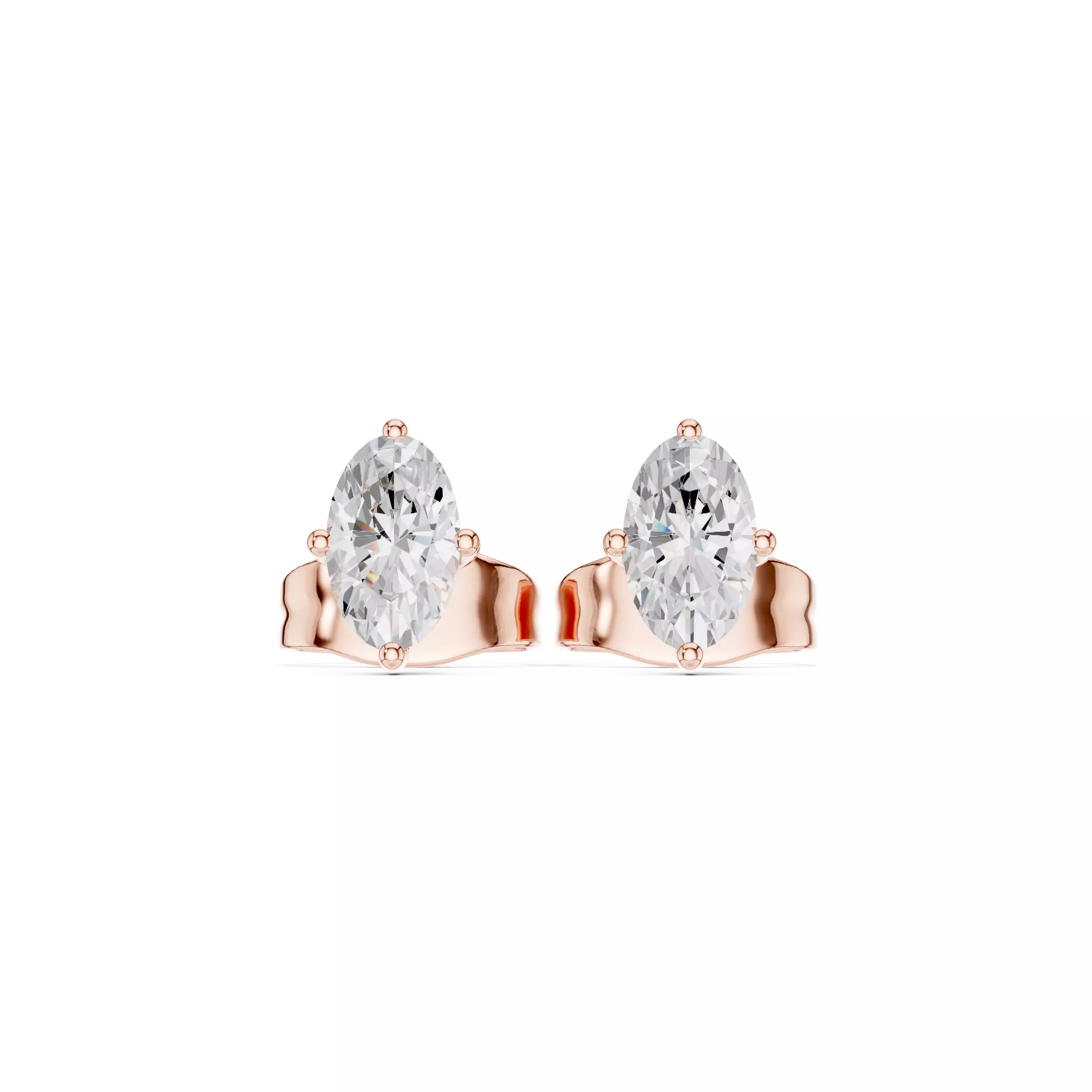 Solitaire Oval Cut Diamond Stud Earring 3DM STL Video 3D print model_6
