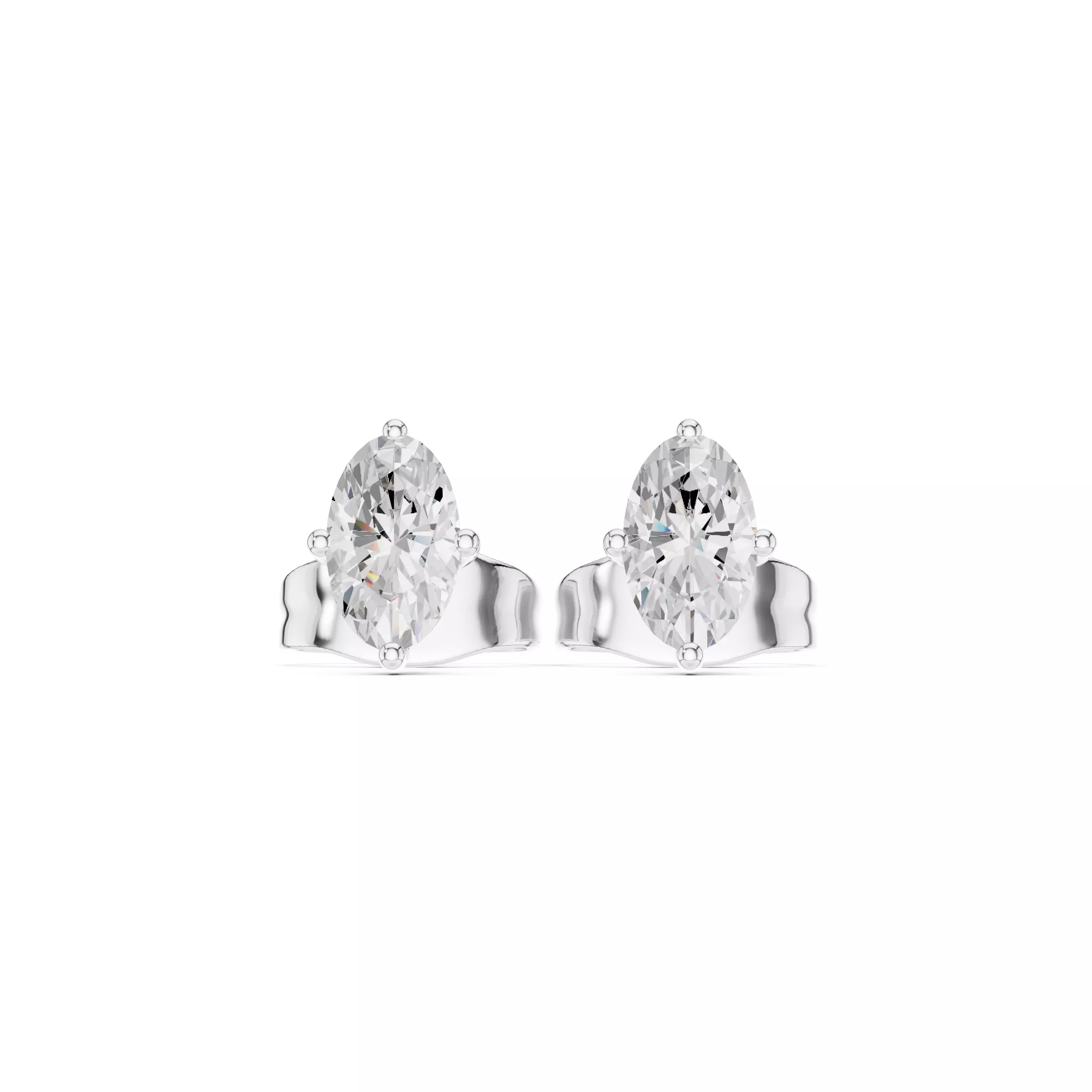 Solitaire Oval Cut Diamond Stud Earring 3DM STL Video 3D print model_14