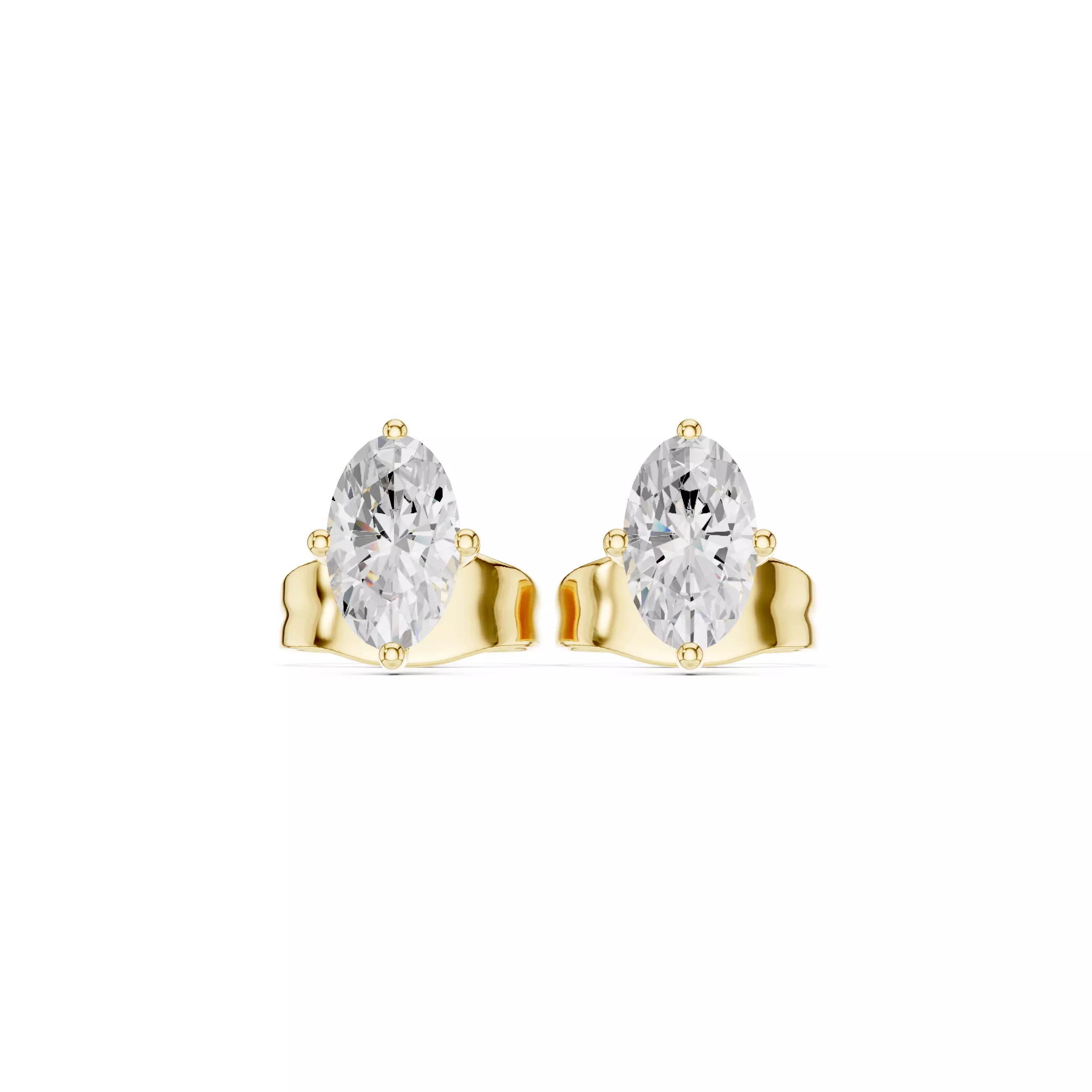 Solitaire Oval Cut Diamond Stud Earring 3DM STL Video 3D print model_10