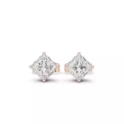 Solitaire Princess Cut Diamond Stud Earring 3DM STL Video