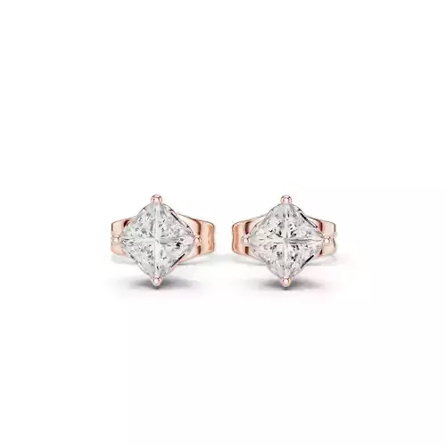 Solitaire Princess Cut Diamond Stud Earring 3DM STL Video