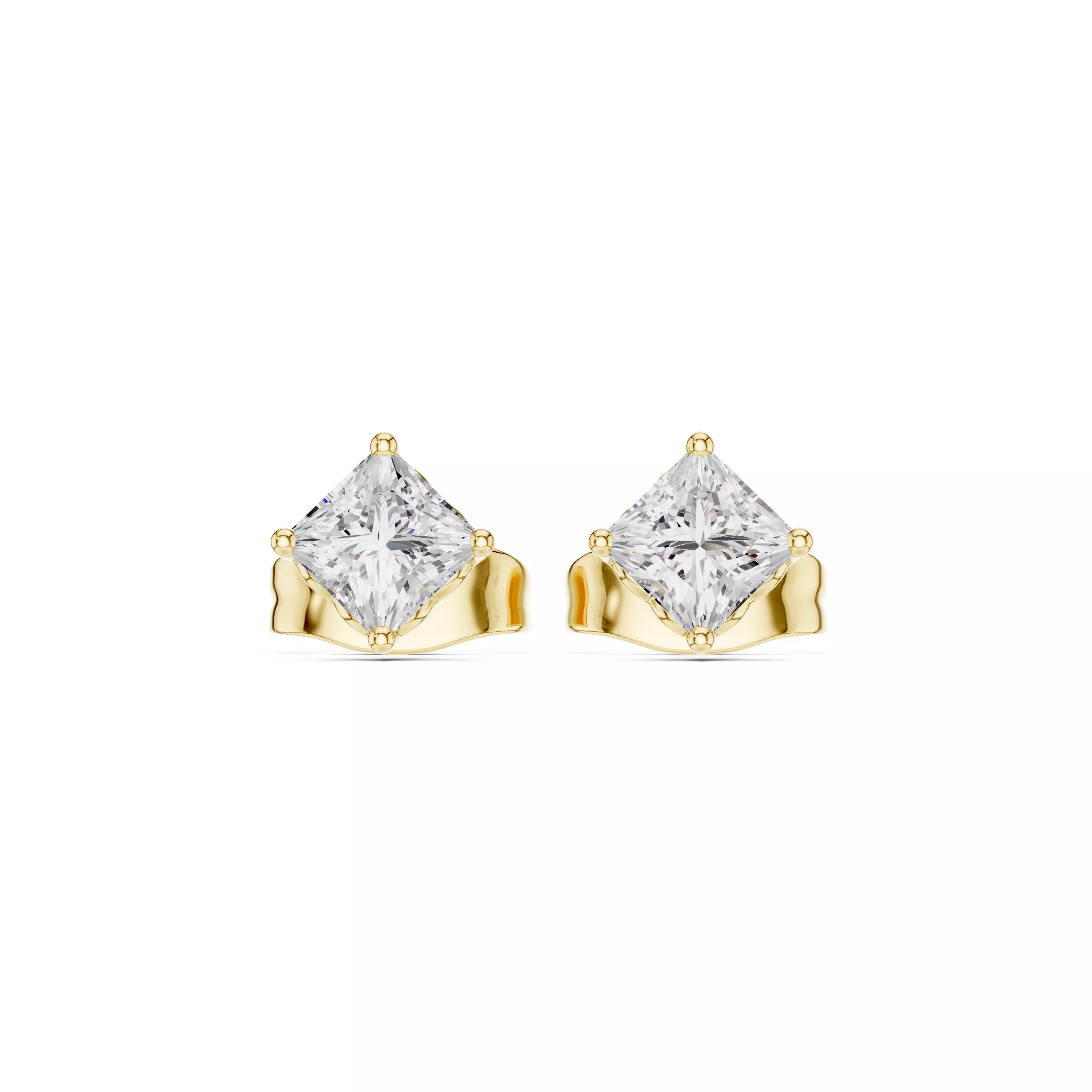 Solitaire Princess Cut Diamond Stud Earring 3DM STL Video 3D print model_10