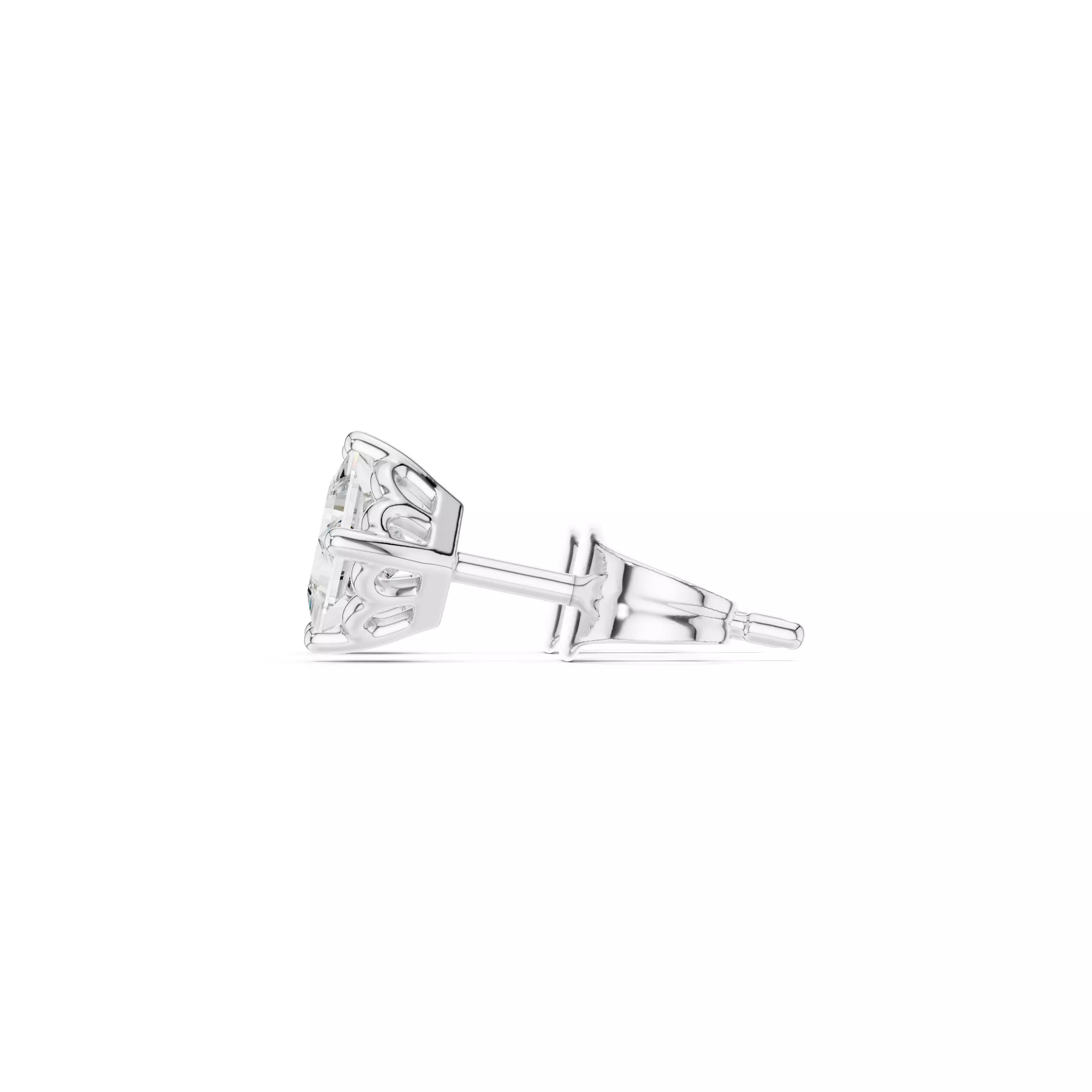 Solitaire Princess Cut Diamond Stud Earring 3DM STL Video 3D print model_13