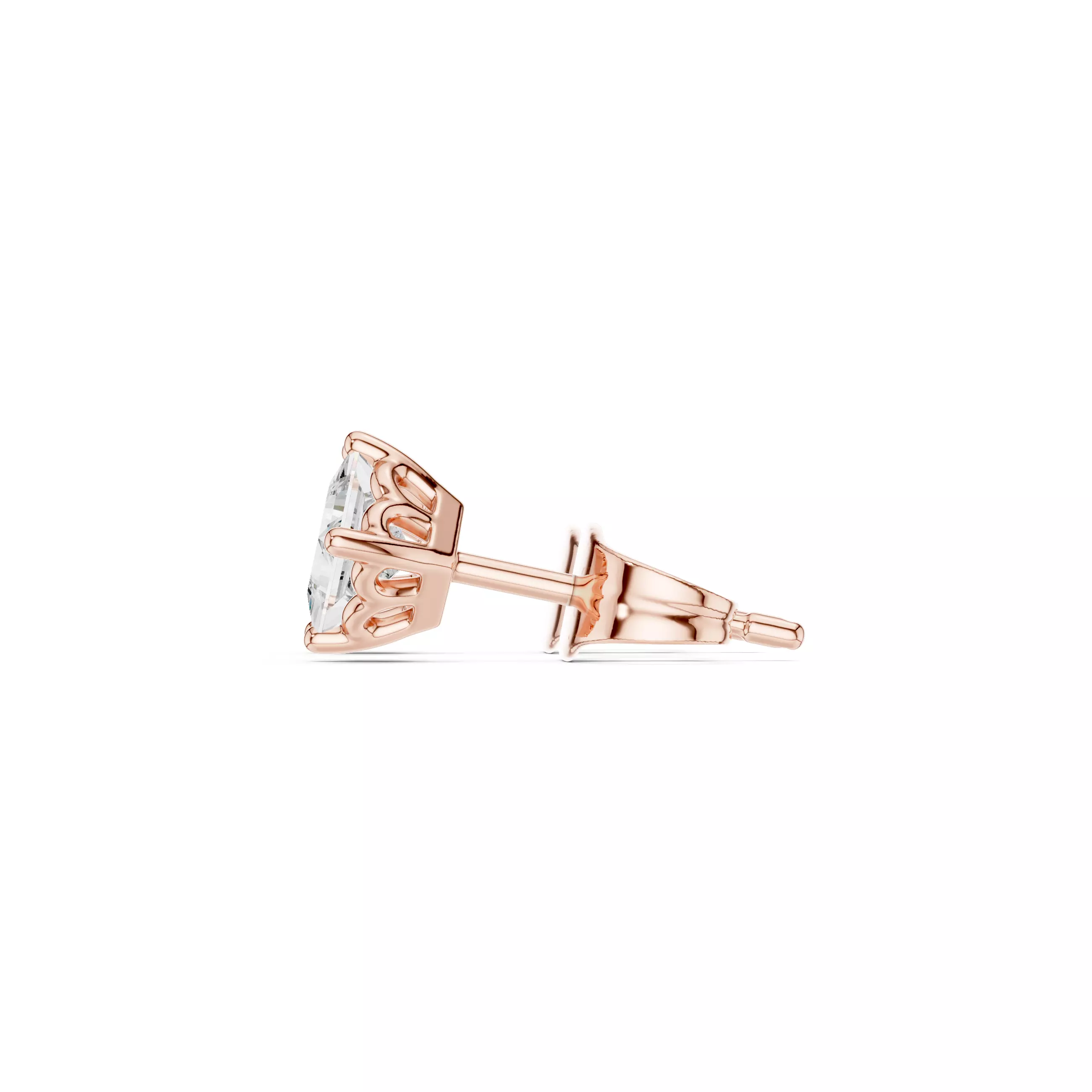Solitaire Princess Cut Diamond Stud Earring 3DM STL Video 3D print model_5