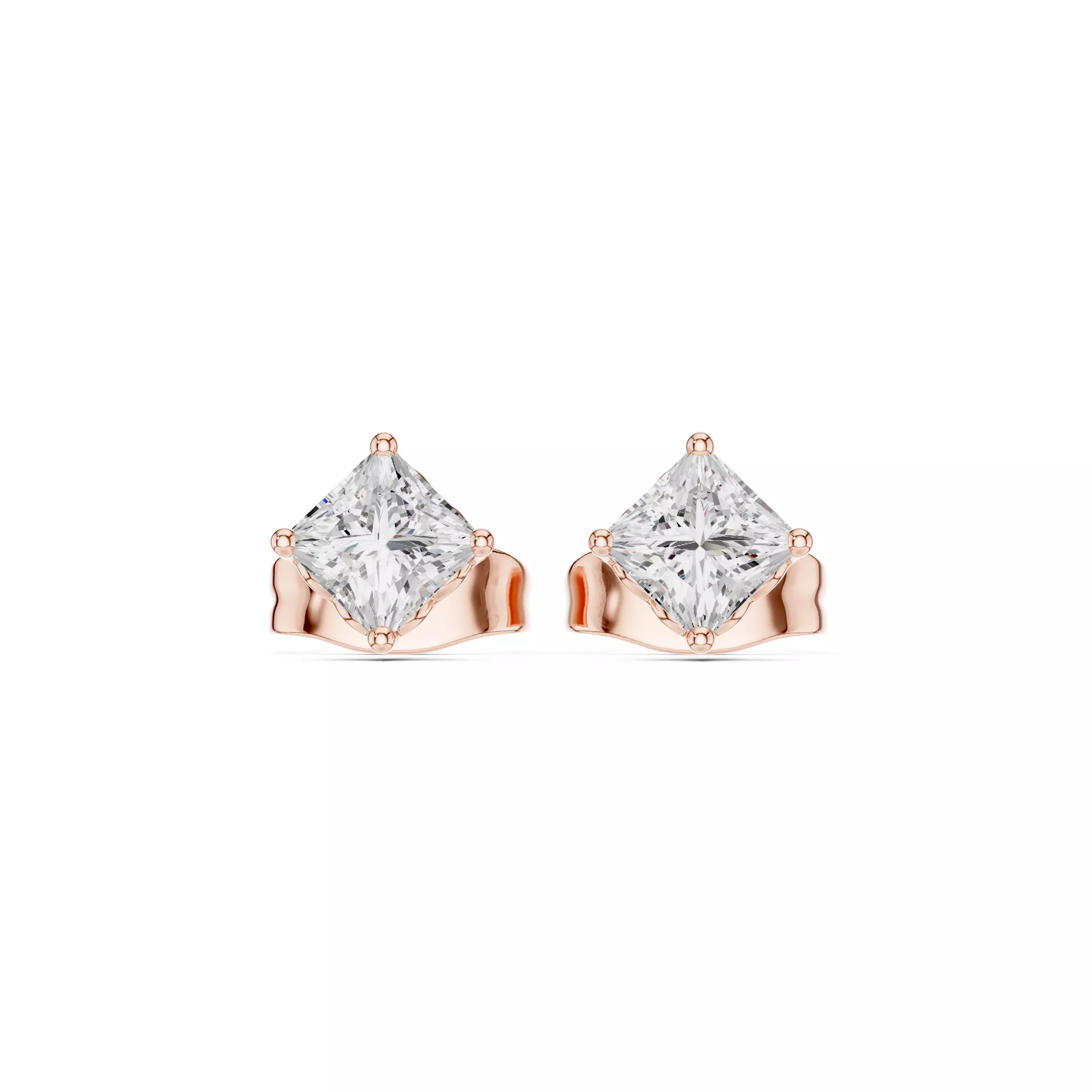 Solitaire Princess Cut Diamond Stud Earring 3DM STL Video 3D print model_6