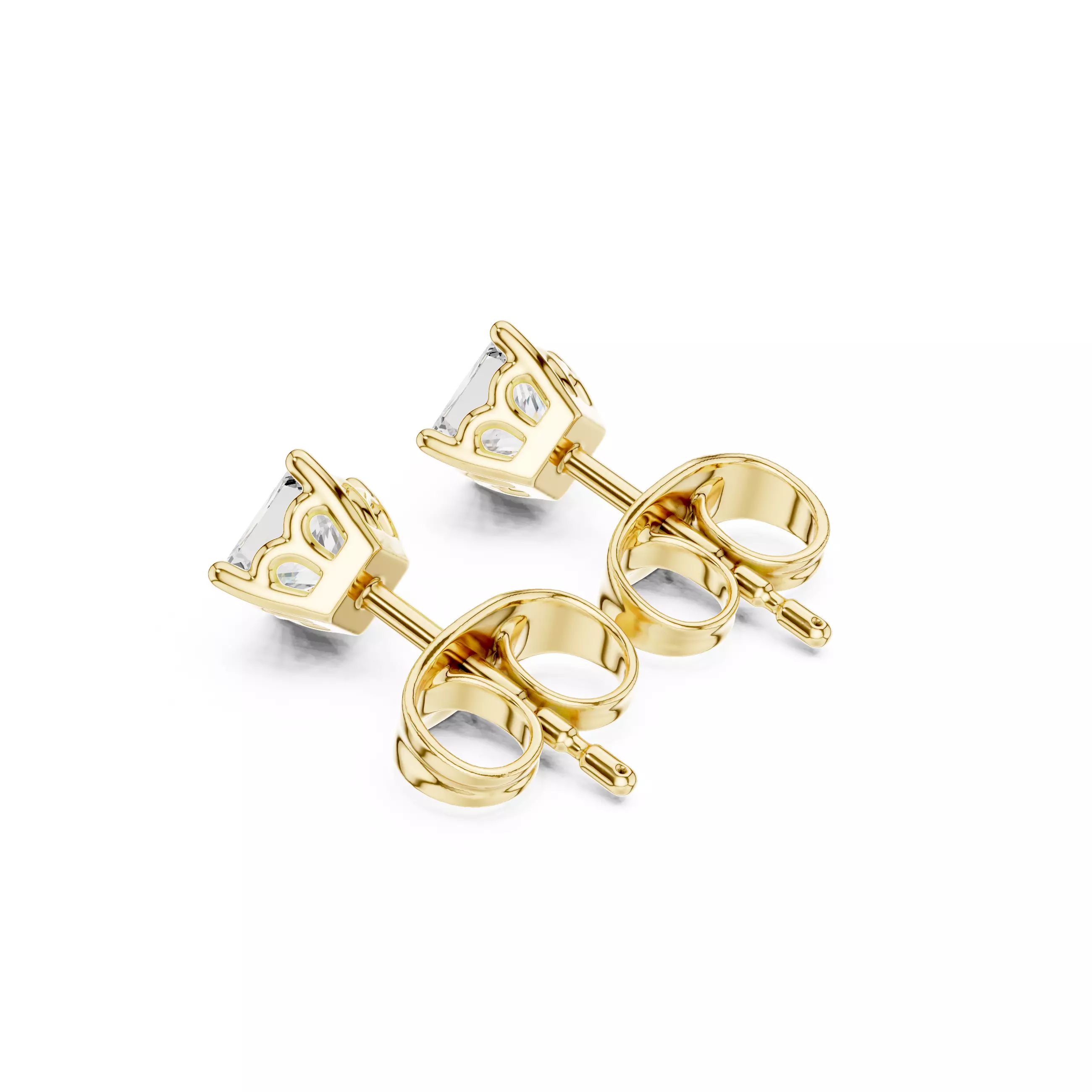Solitaire Princess Cut Diamond Stud Earring 3DM STL Video 3D print model_8