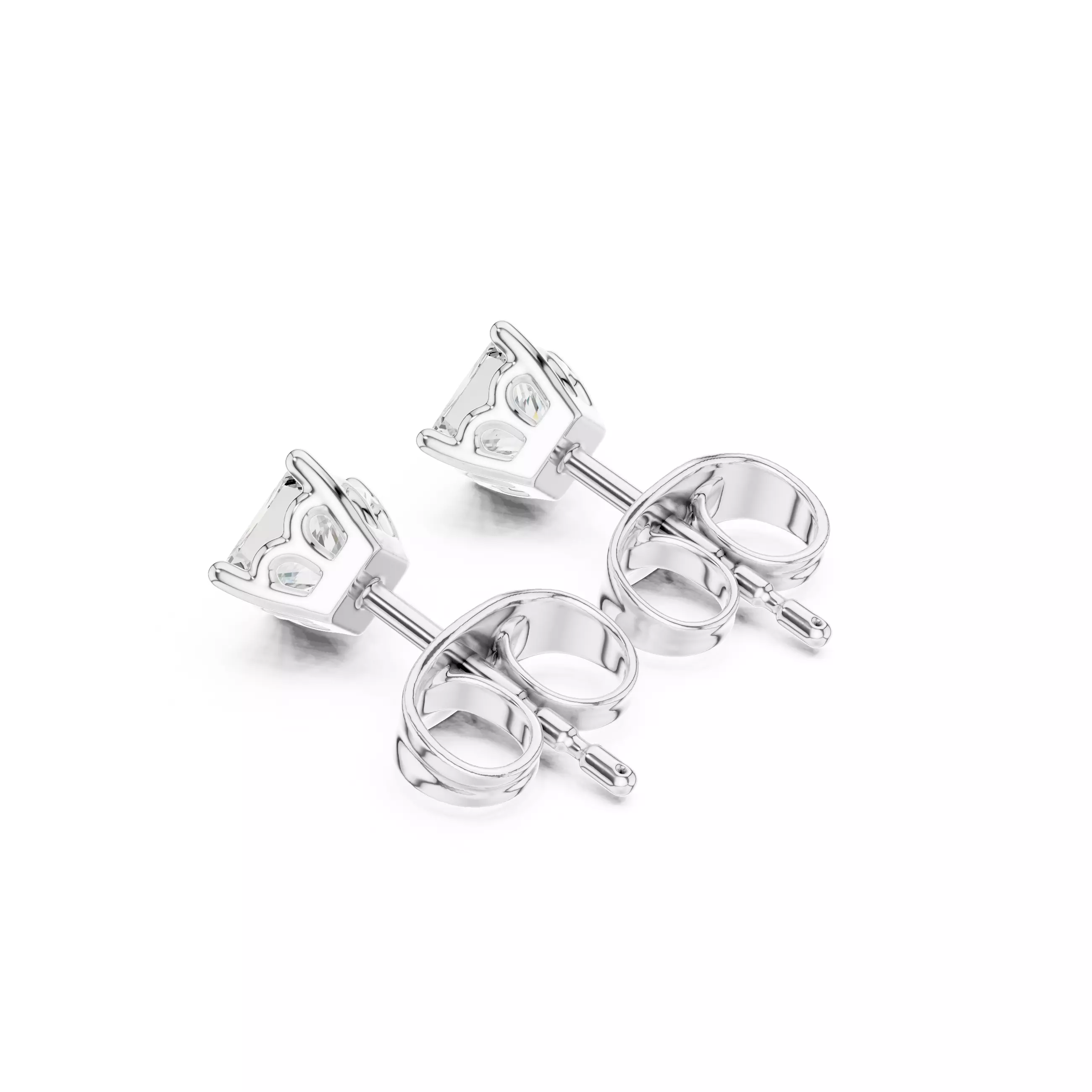 Solitaire Princess Cut Diamond Stud Earring 3DM STL Video 3D print model_12
