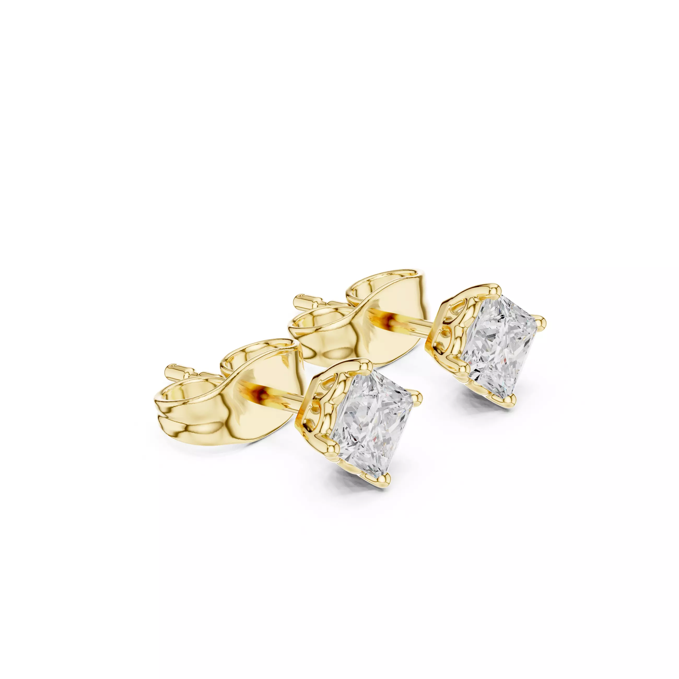 Solitaire Princess Cut Diamond Stud Earring 3DM STL Video 3D print model_7