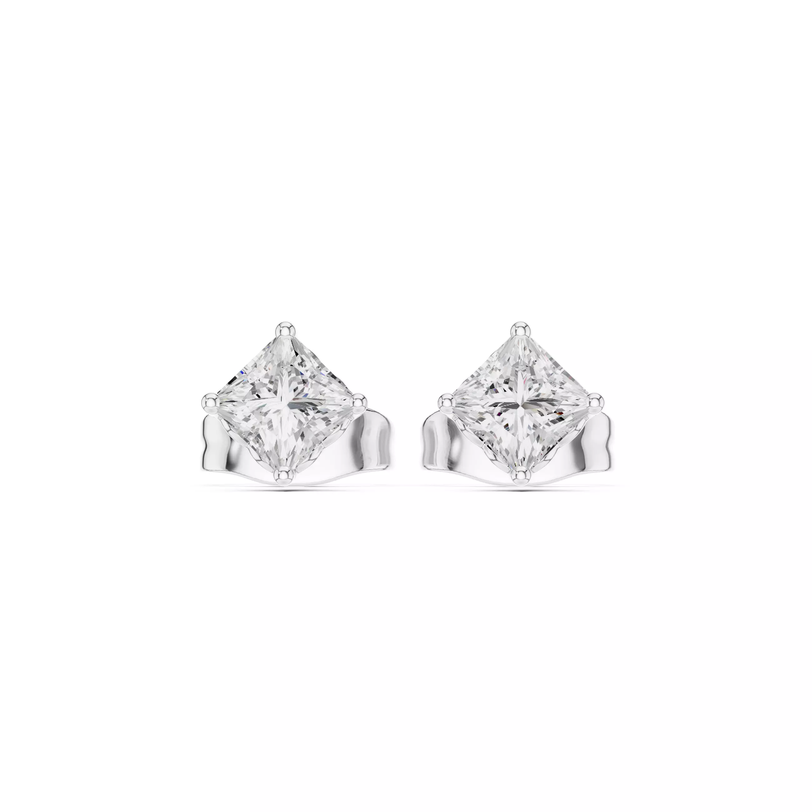 Solitaire Princess Cut Diamond Stud Earring 3DM STL Video 3D print model_14