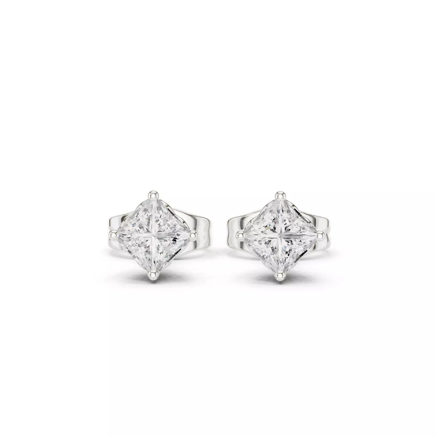 Solitaire Princess Cut Diamond Stud Earring 3DM STL Video 3D print model_2