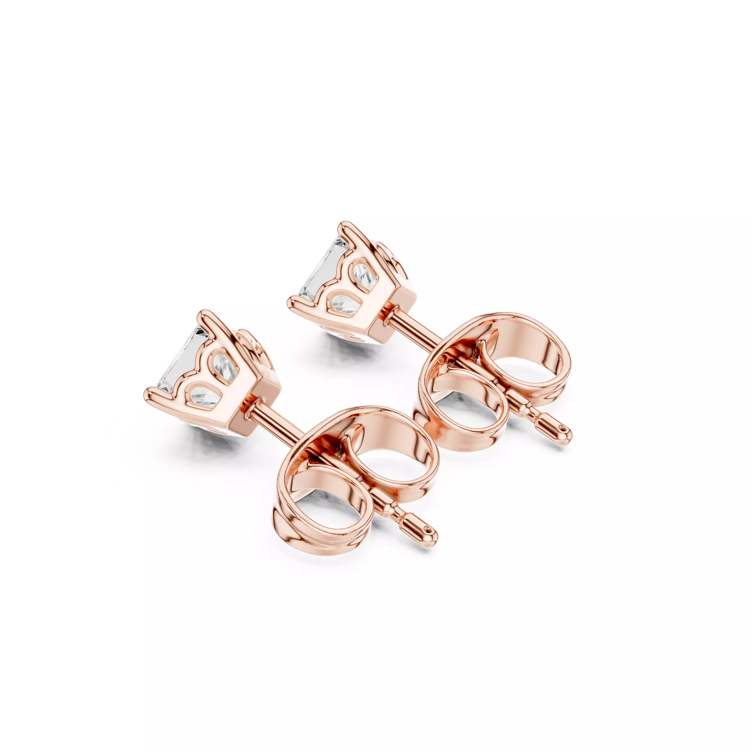 Solitaire Princess Cut Diamond Stud Earring 3DM STL Video 3D print model_4