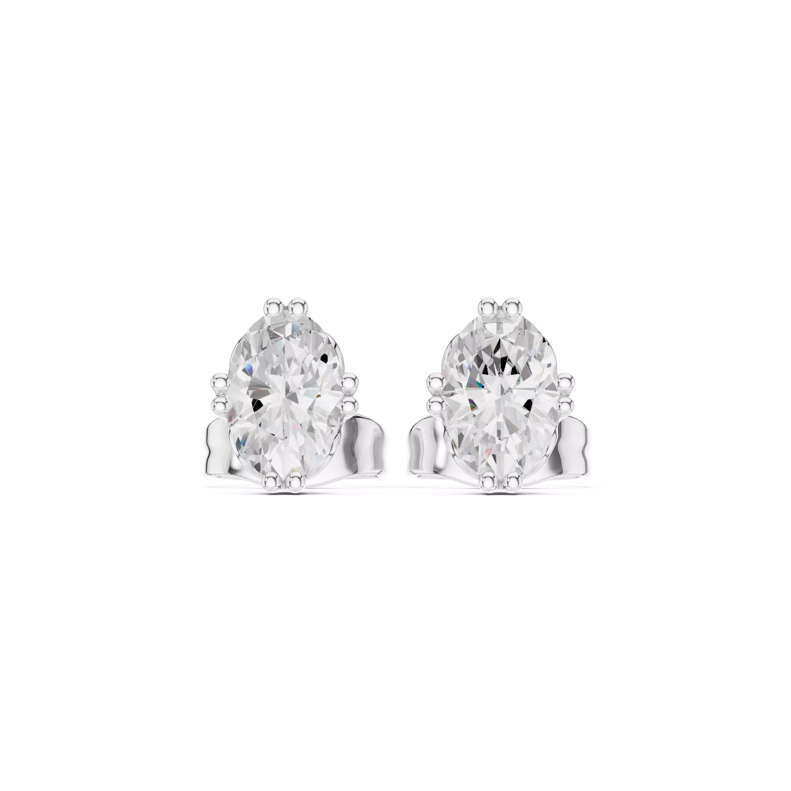 Solitaire Oval Cut Diamond Stud Earring 3DM STL Video 3D print model_14