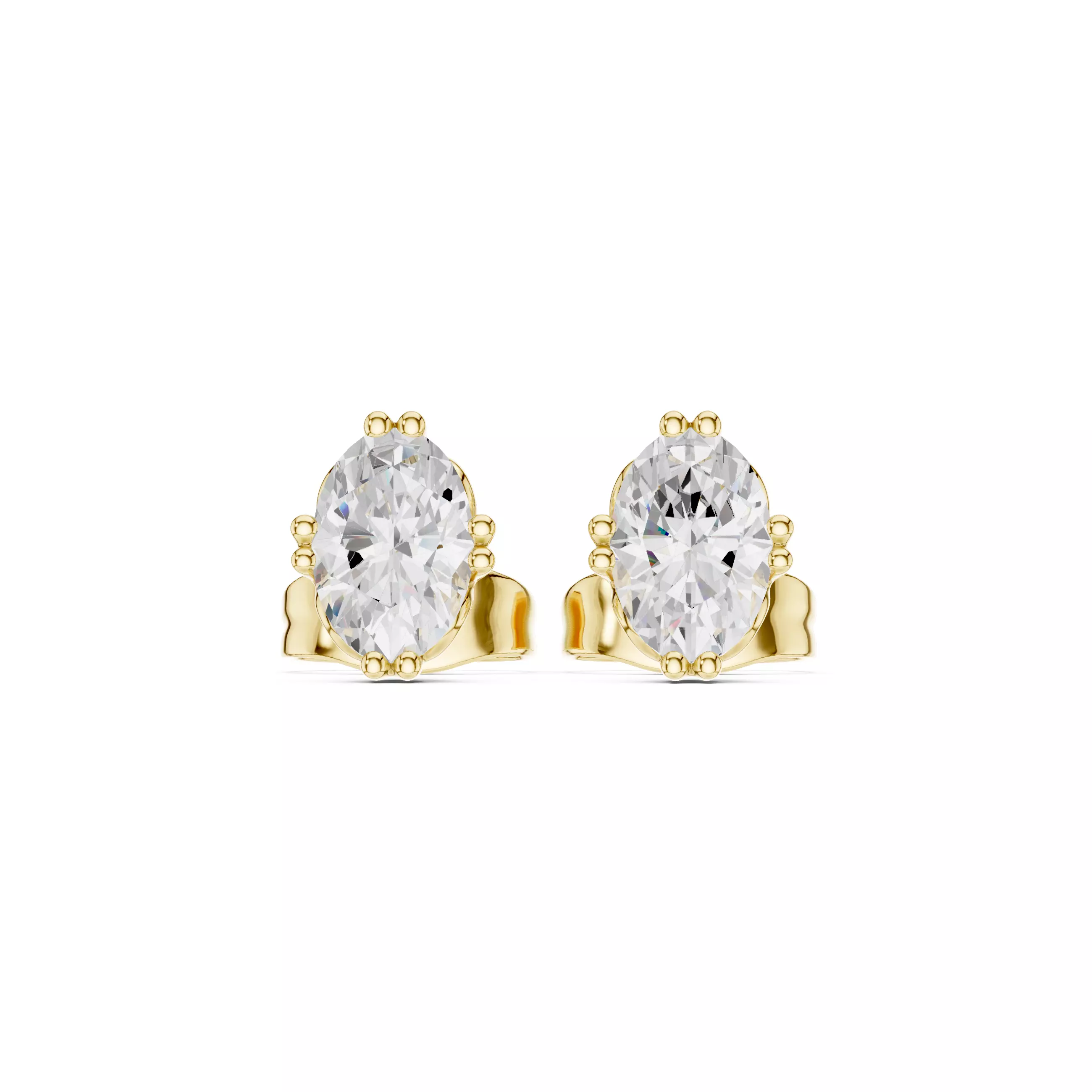 Solitaire Oval Cut Diamond Stud Earring 3DM STL Video 3D print model_10